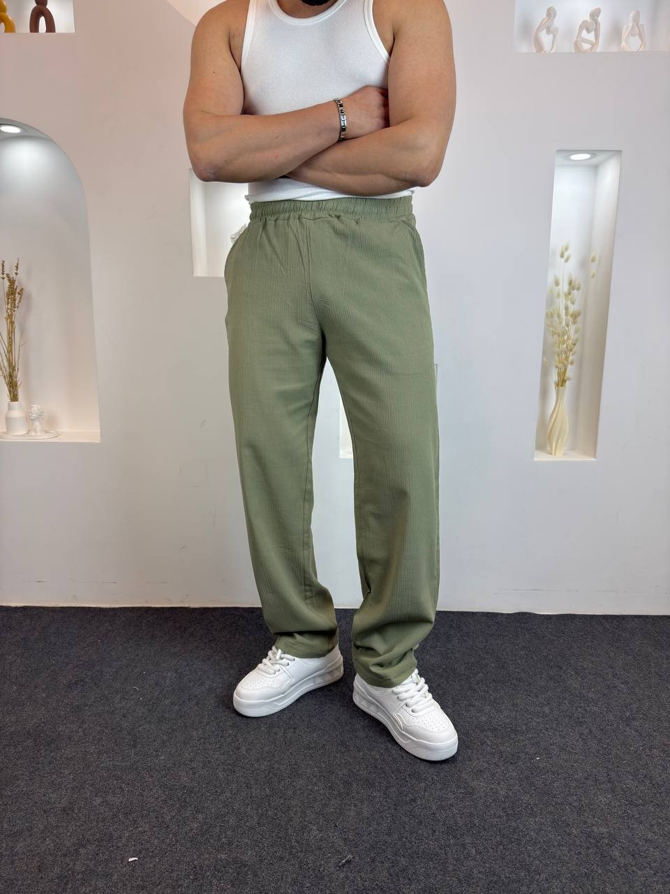 Kırınkıl Kumaş Baggy pantolon  - mint yeşili
