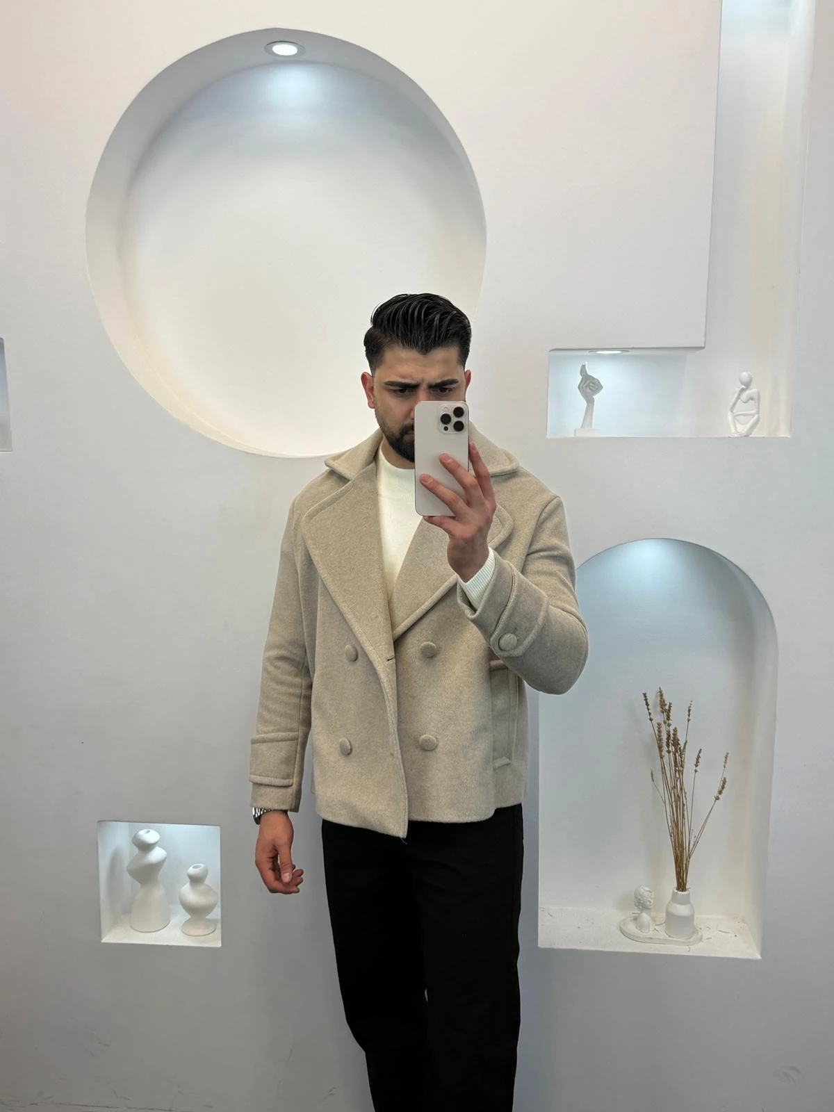 Crop Fit Kaşe Ceket