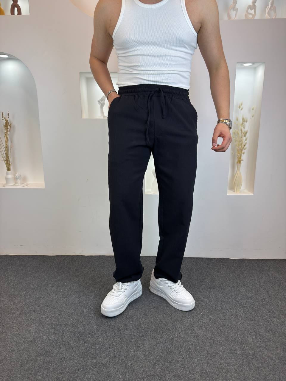 Kırınkıl Kumaş Baggy pantolon  - Siyah