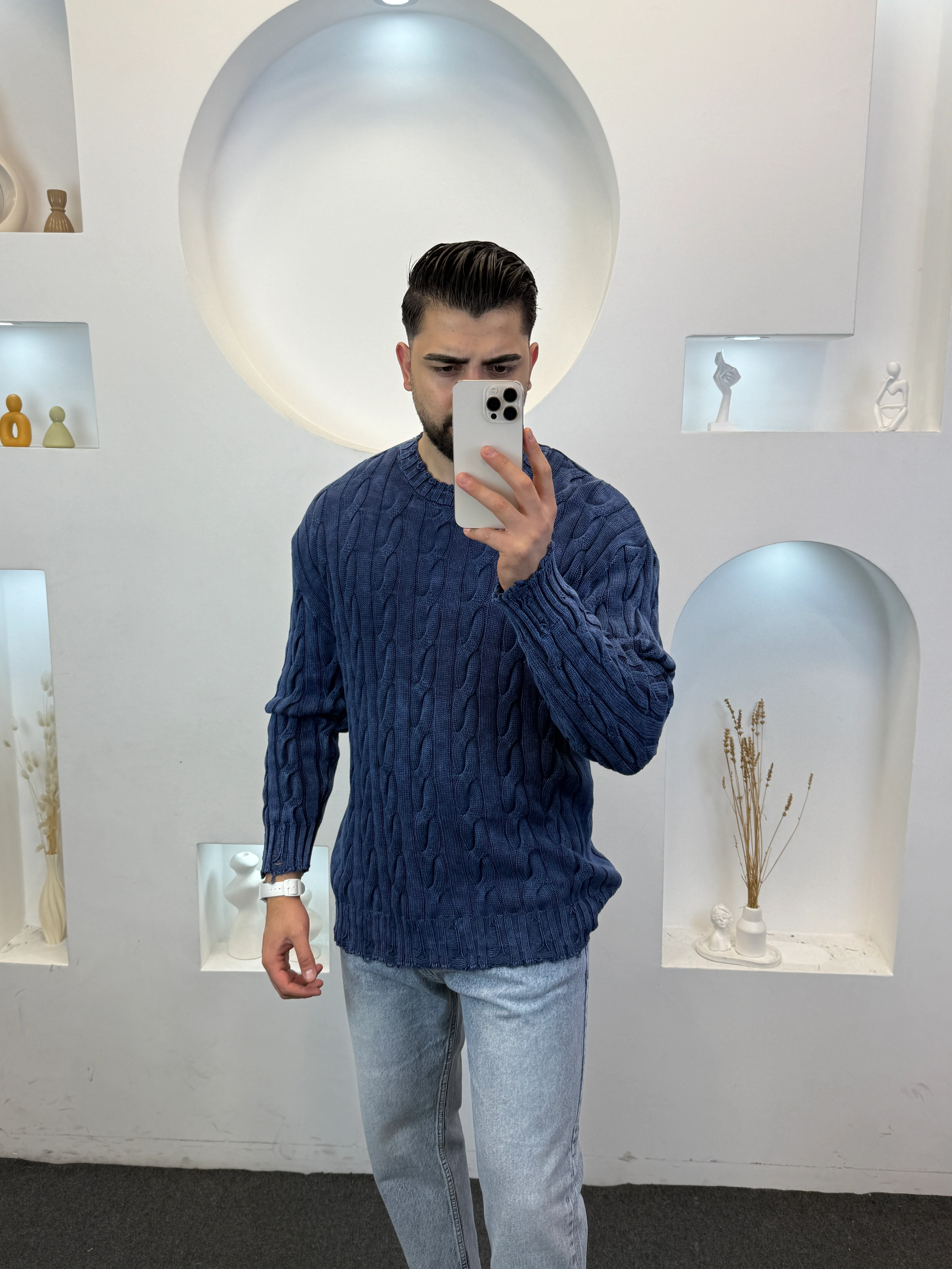 Saç Örgü Yıkamalı Kazak