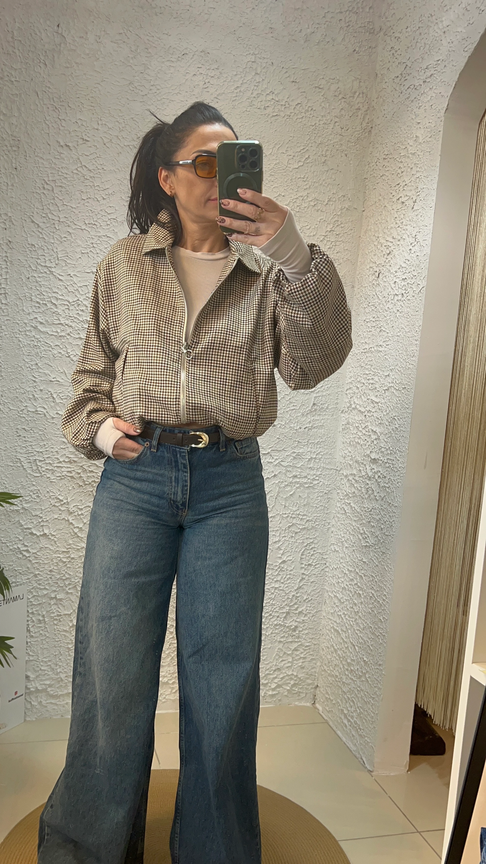 Minik Ekoseli Bomber Ceket