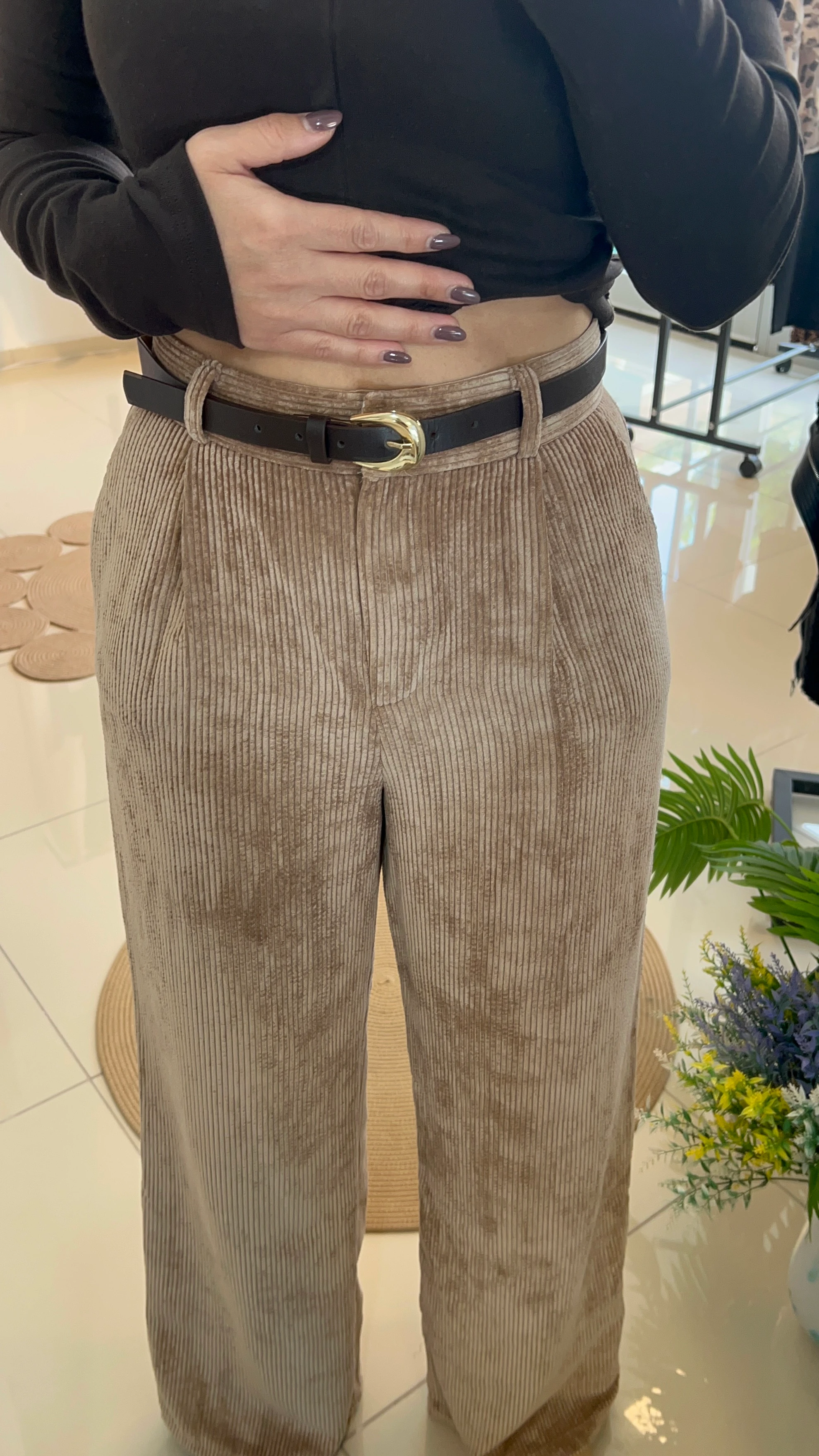 VİZON KADİFE PALAZZO PANTOLON