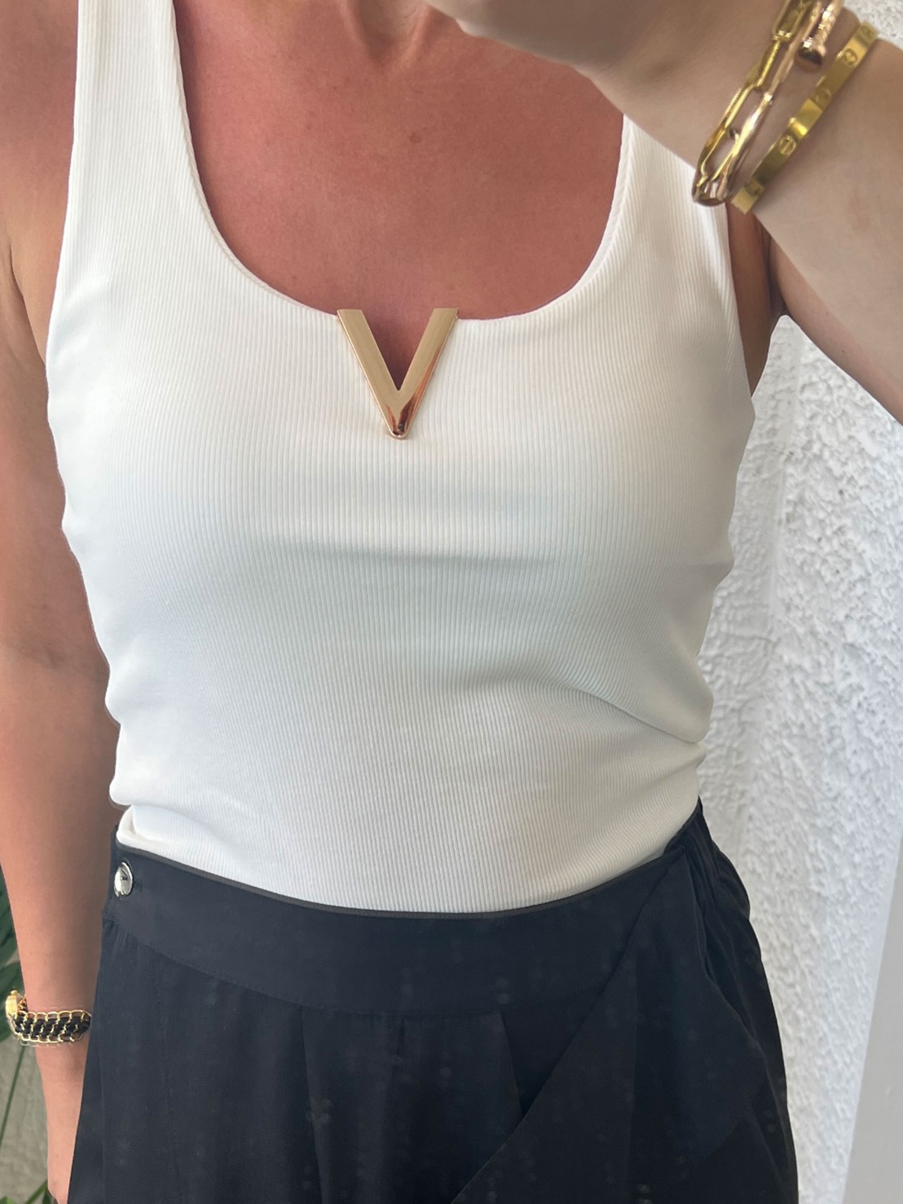 YAKA V DETAYLI BODY-BEYAZ