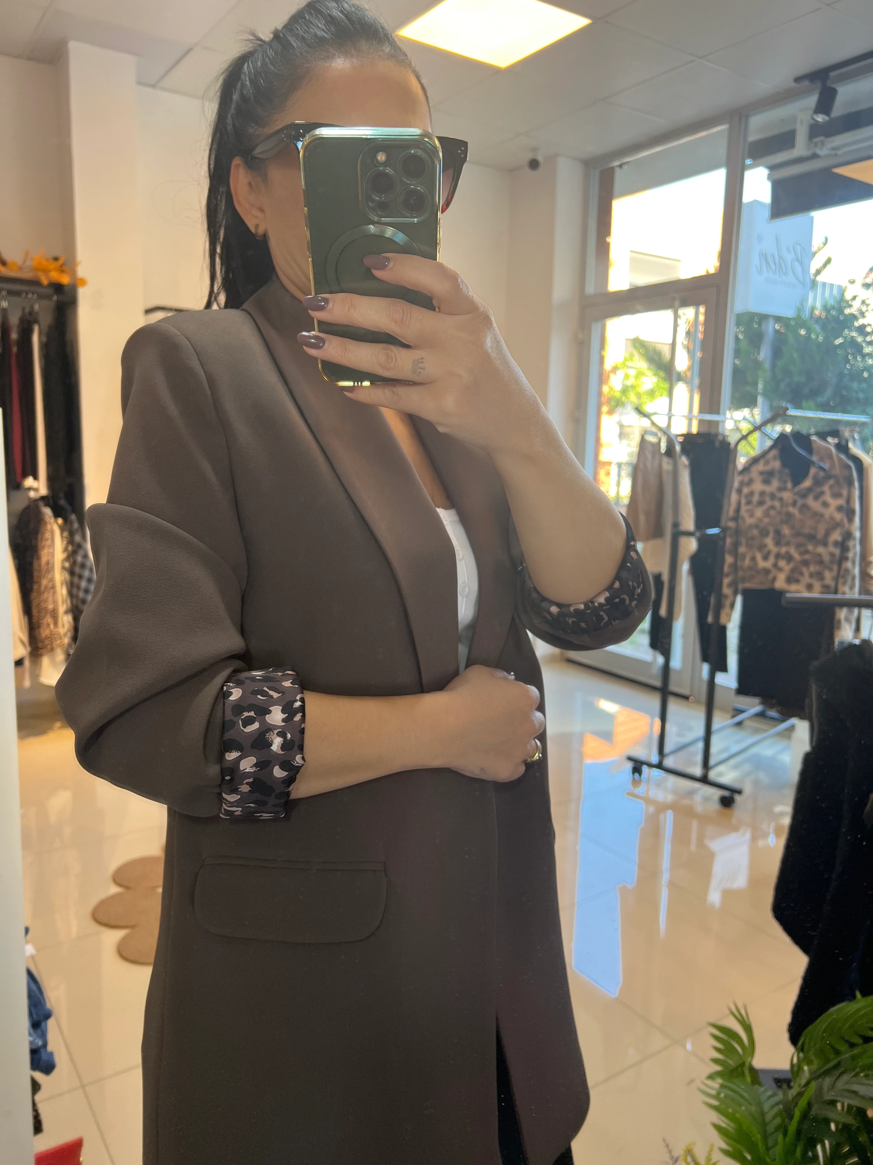 KAHVE KOLLARI LEOPARLI BLAZER