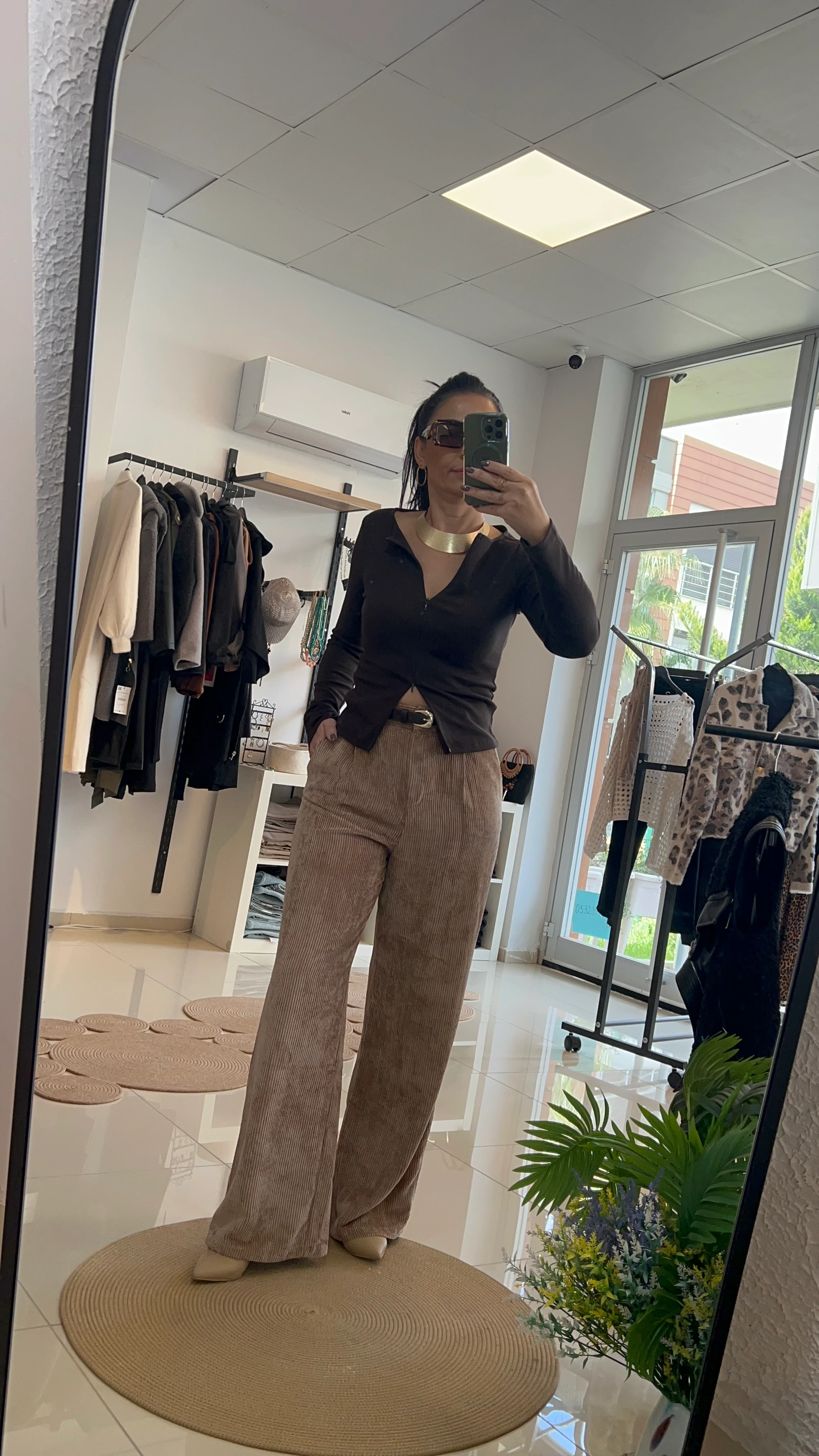 VİZON KADİFE PALAZZO PANTOLON