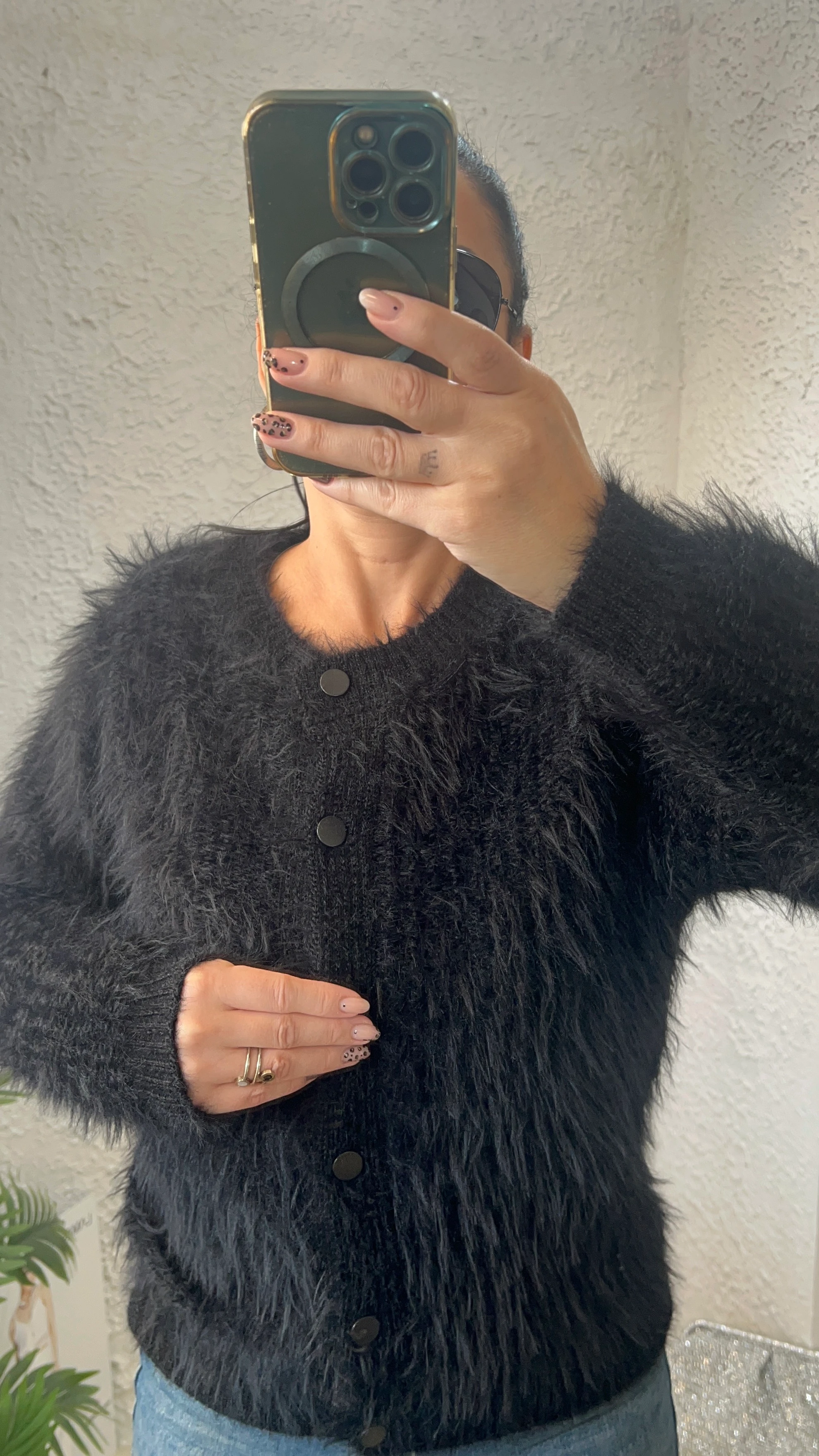 Siyah Tüylü Bomber Ceket