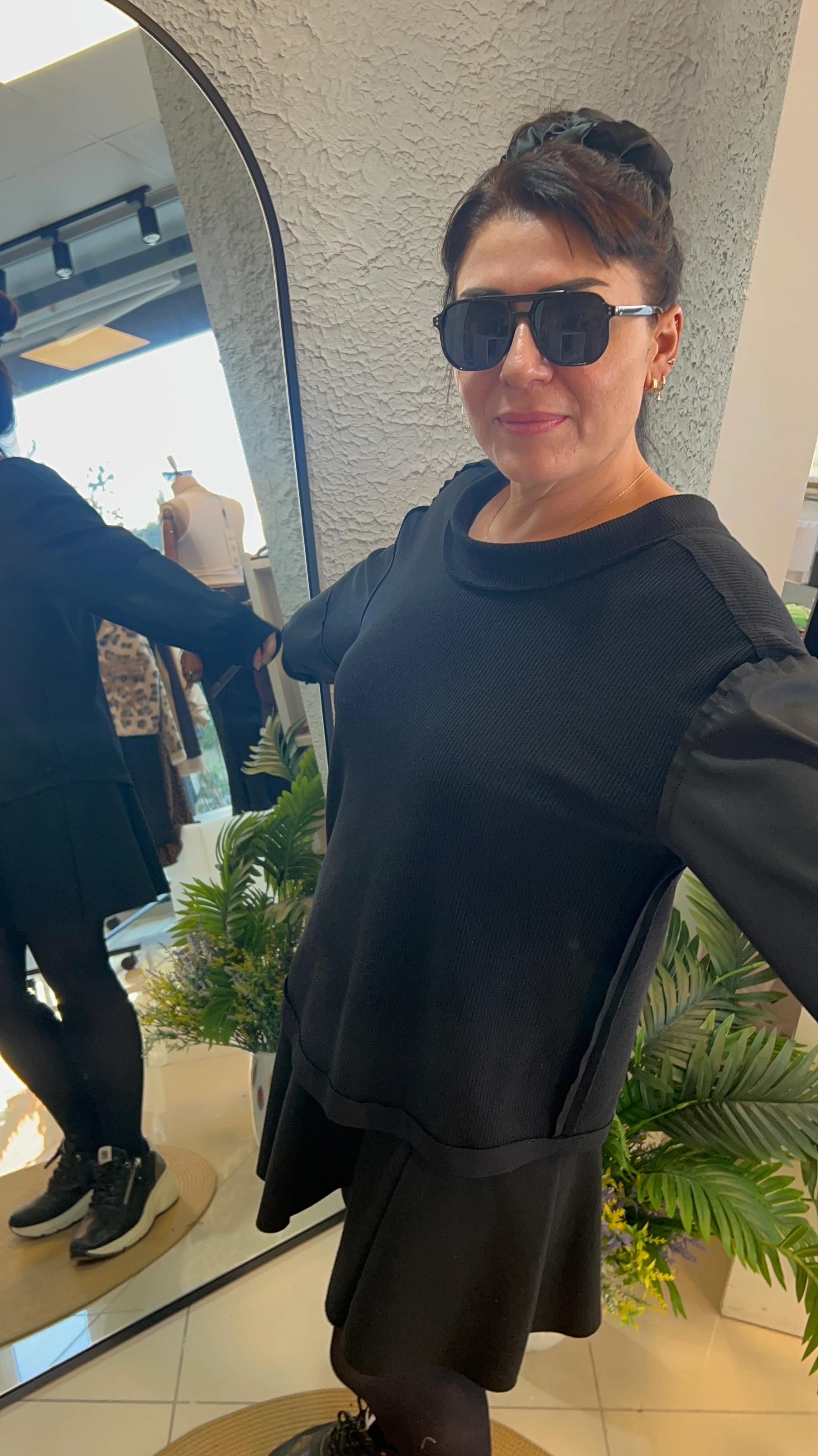 Siyah Fermuar Detaylı Triko Bluz