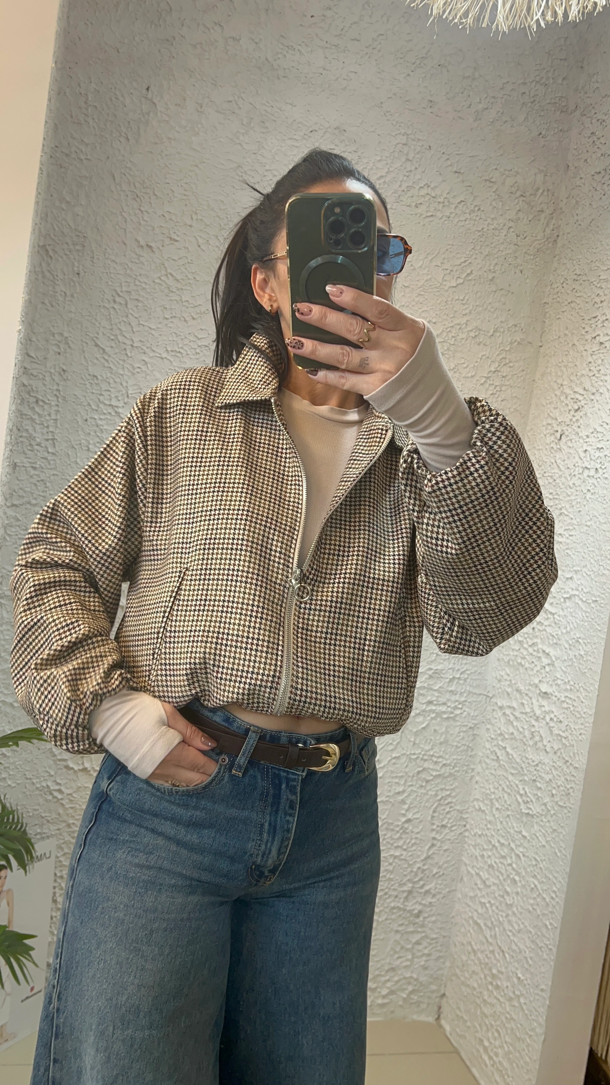 Minik Ekoseli Bomber Ceket