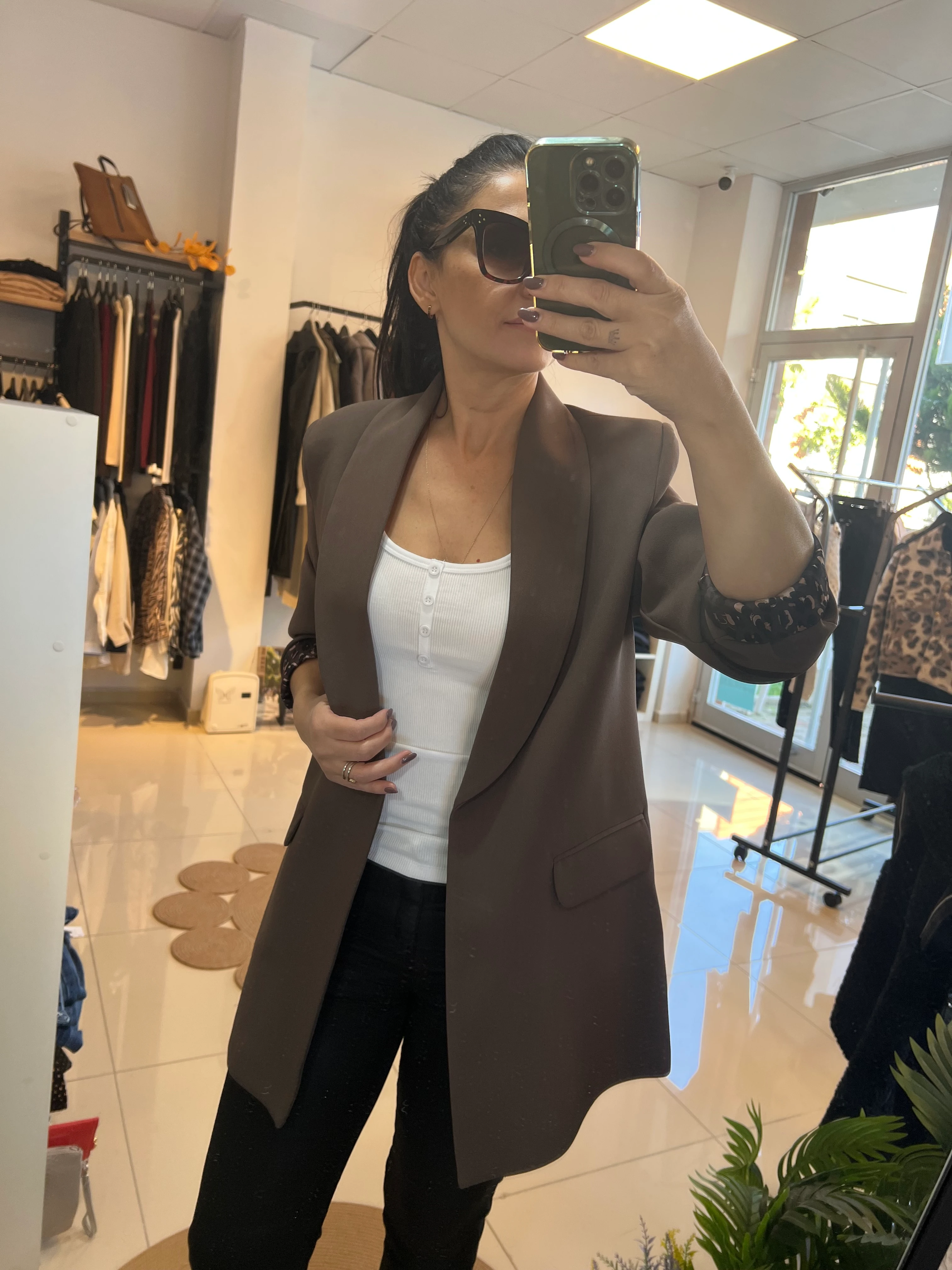 KAHVE KOLLARI LEOPARLI BLAZER