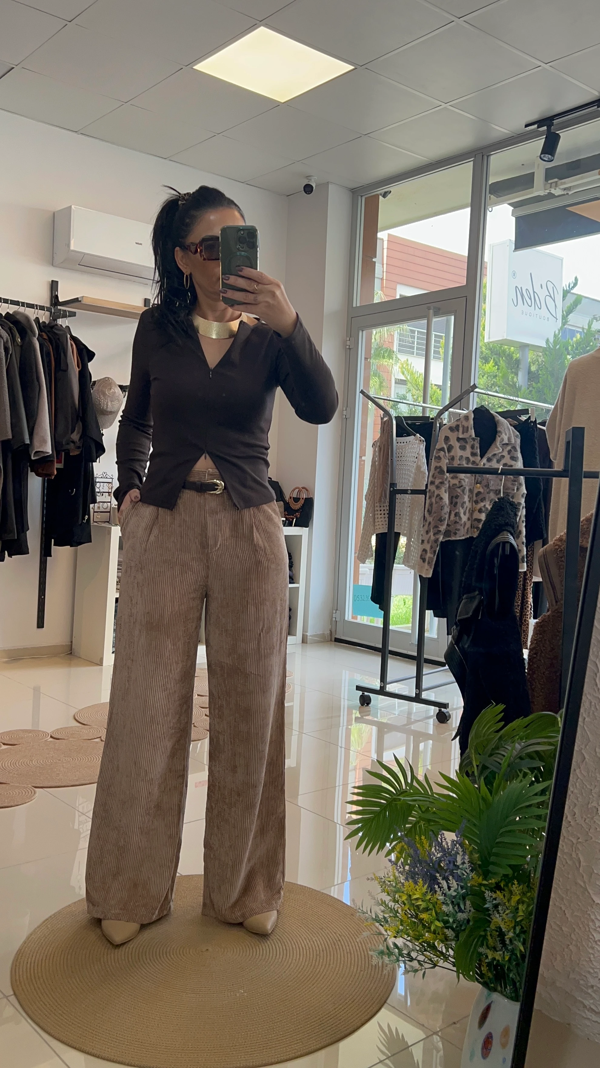 VİZON KADİFE PALAZZO PANTOLON