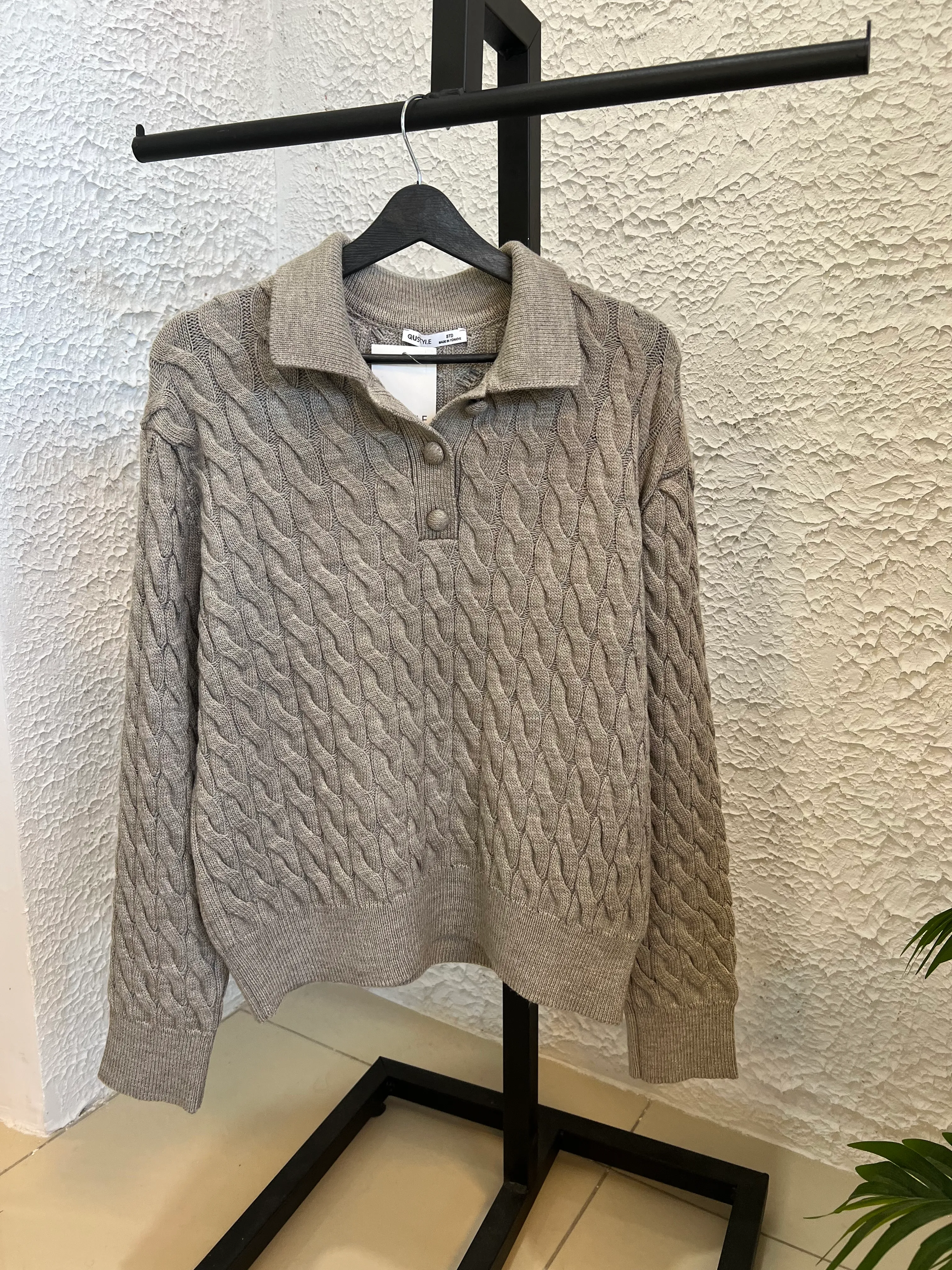 Polo Yaka Örgü Kazak