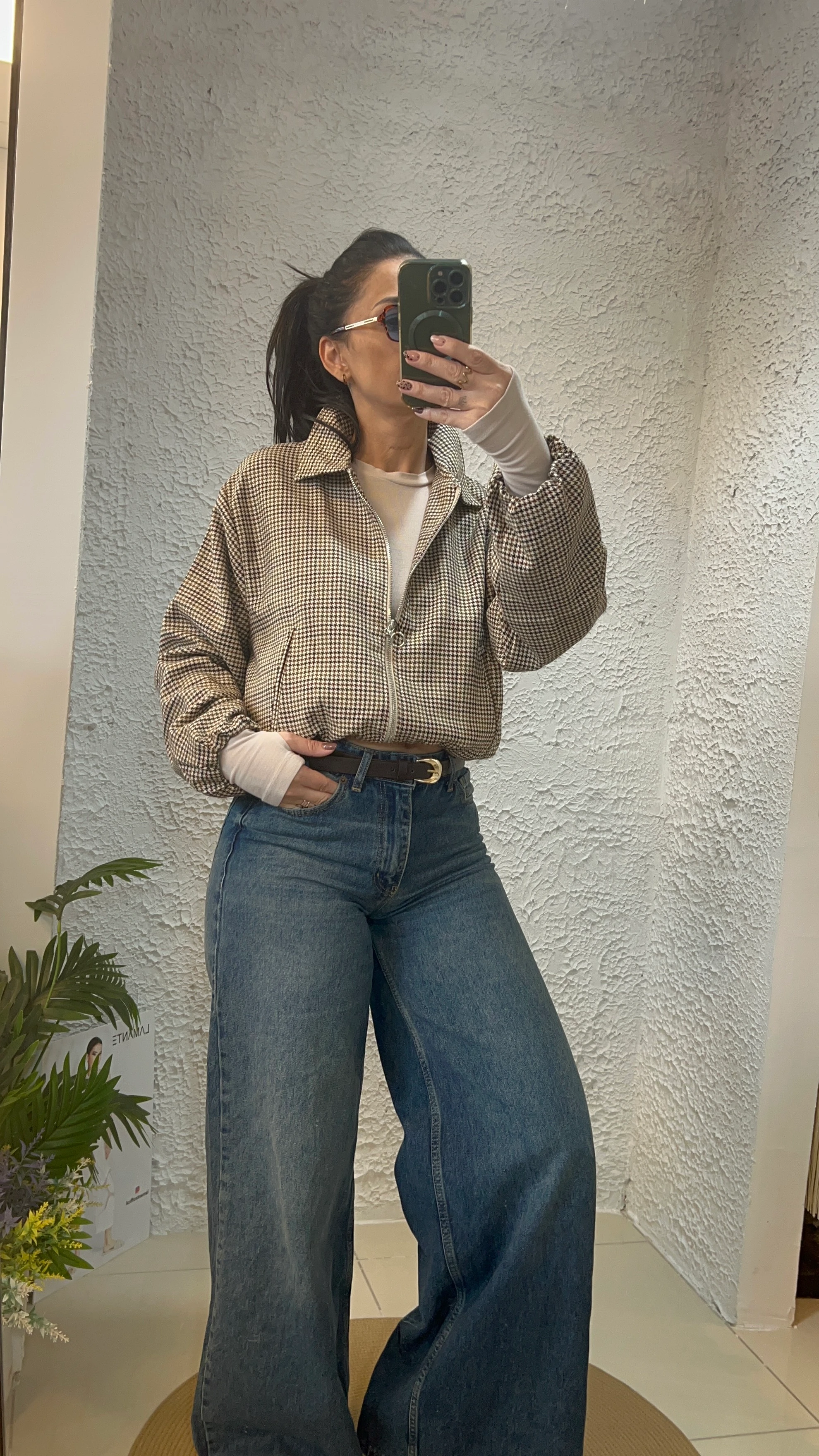 Minik Ekoseli Bomber Ceket