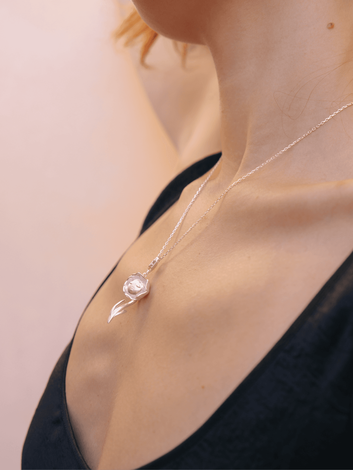 September Rose Charm - Silver