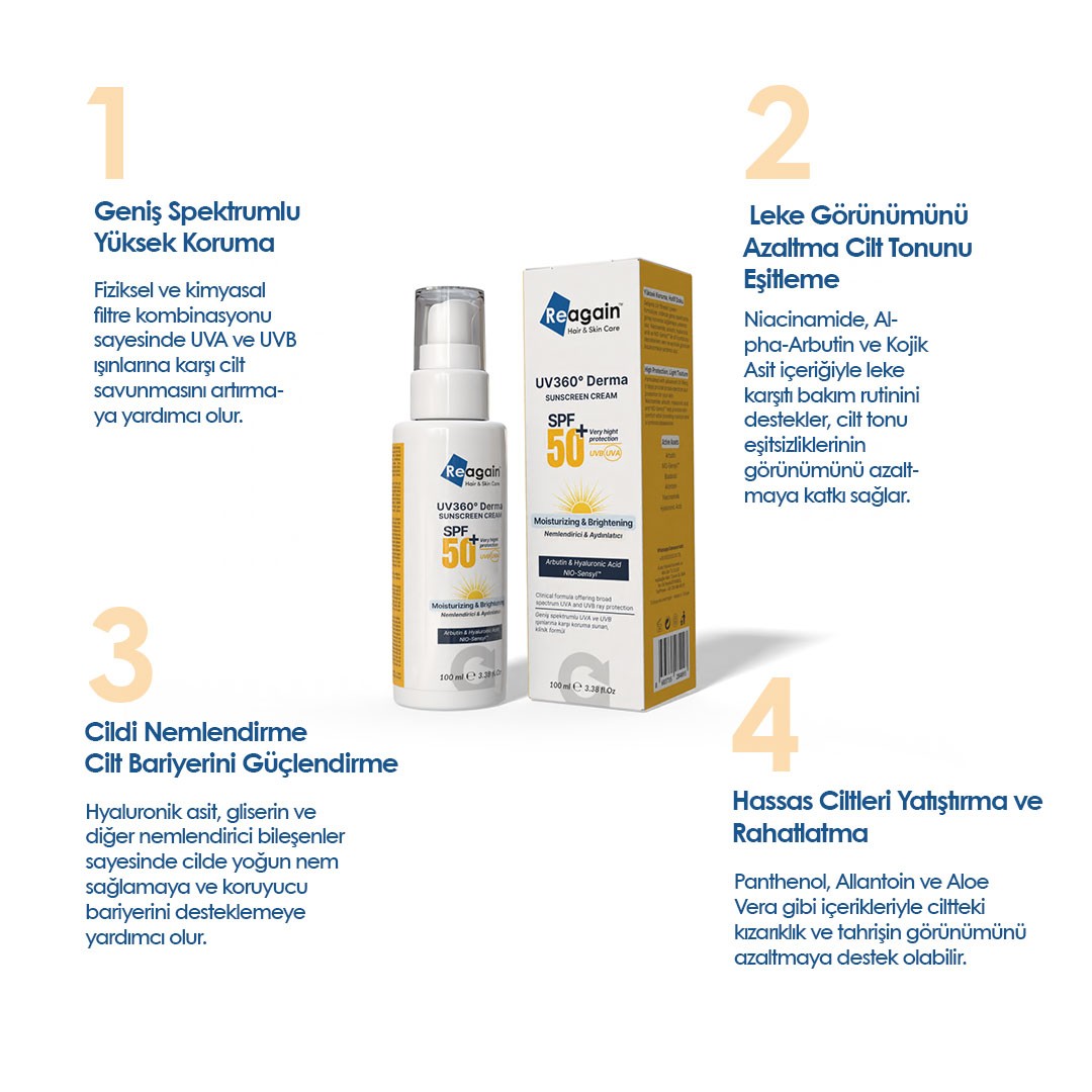 Leke Karşıtı ve Nemlendirici Güneş Koruyucu Krem 50 Spf+ 100ml