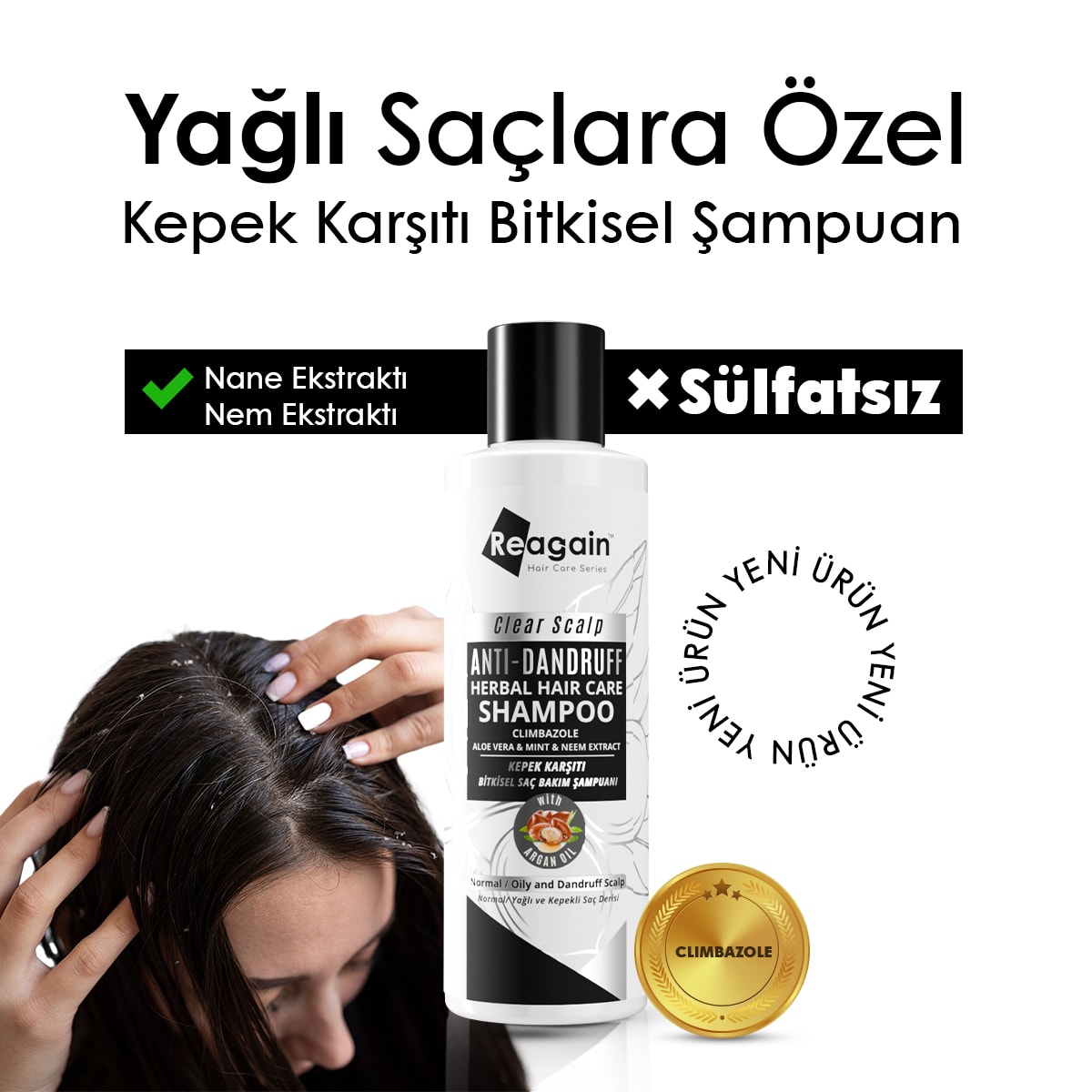 Yağlı Saçlar İçin Doğal Kepek Şampuanı 250ml (Sülfatsız)