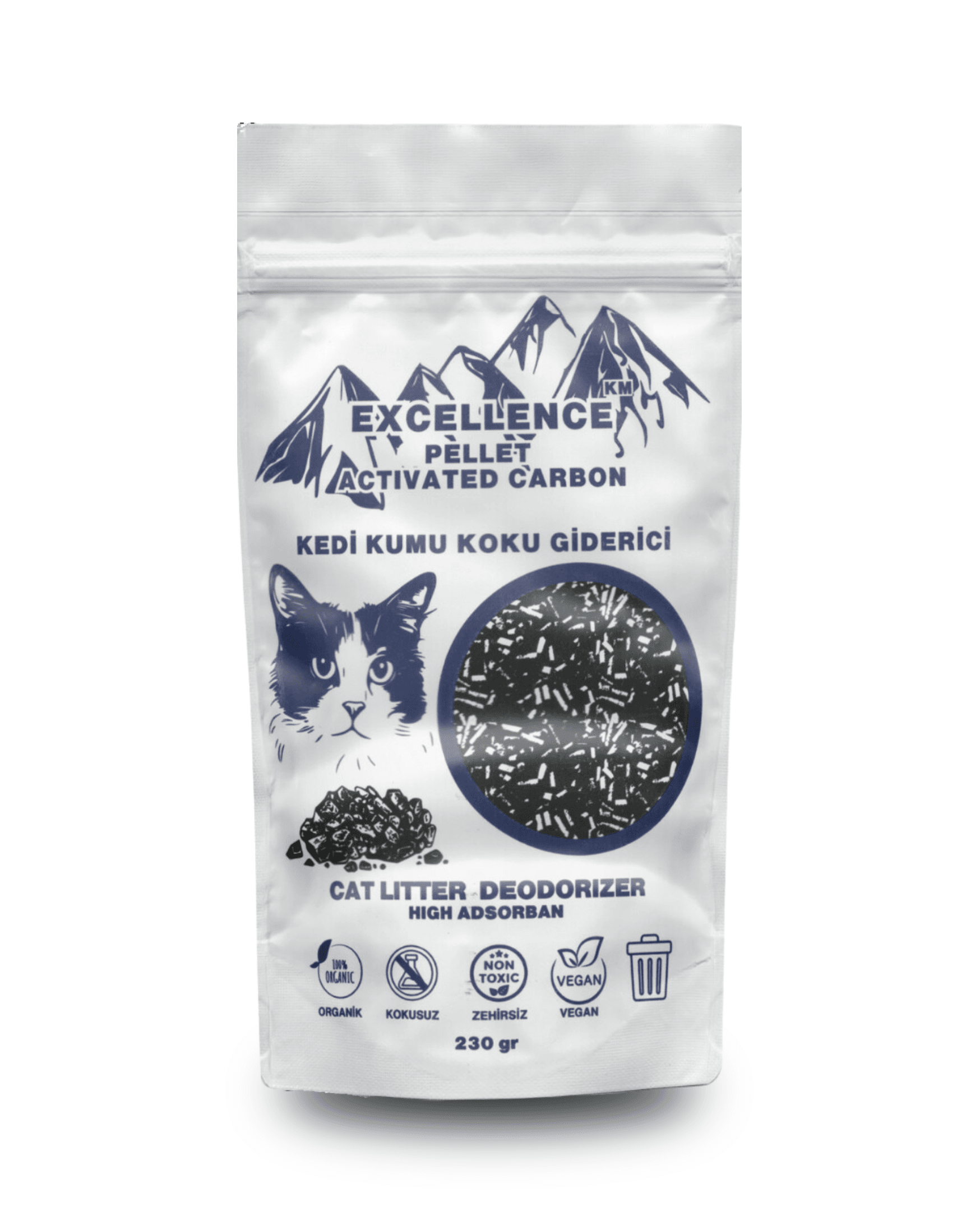 Kedi Kumu Koku Giderici Excellence KM Pellet Activated Carbon 230 gr Kömür Bazlı Pellet Aktif Karbon