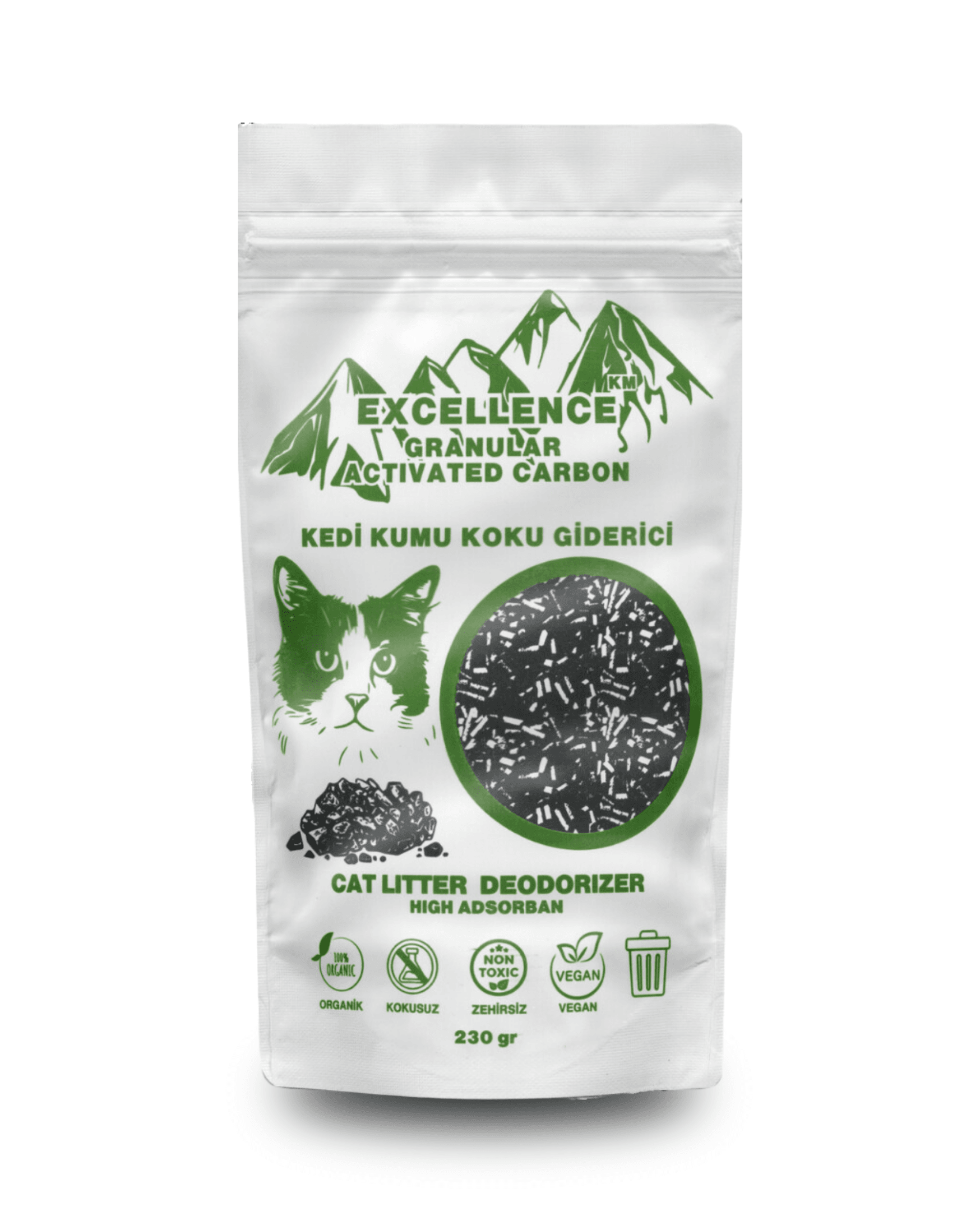 Kedi Kumu Koku Giderici Excellence KM Granular Activated Carbon 230 gr Kömür Bazlı Granül Aktif Karbon