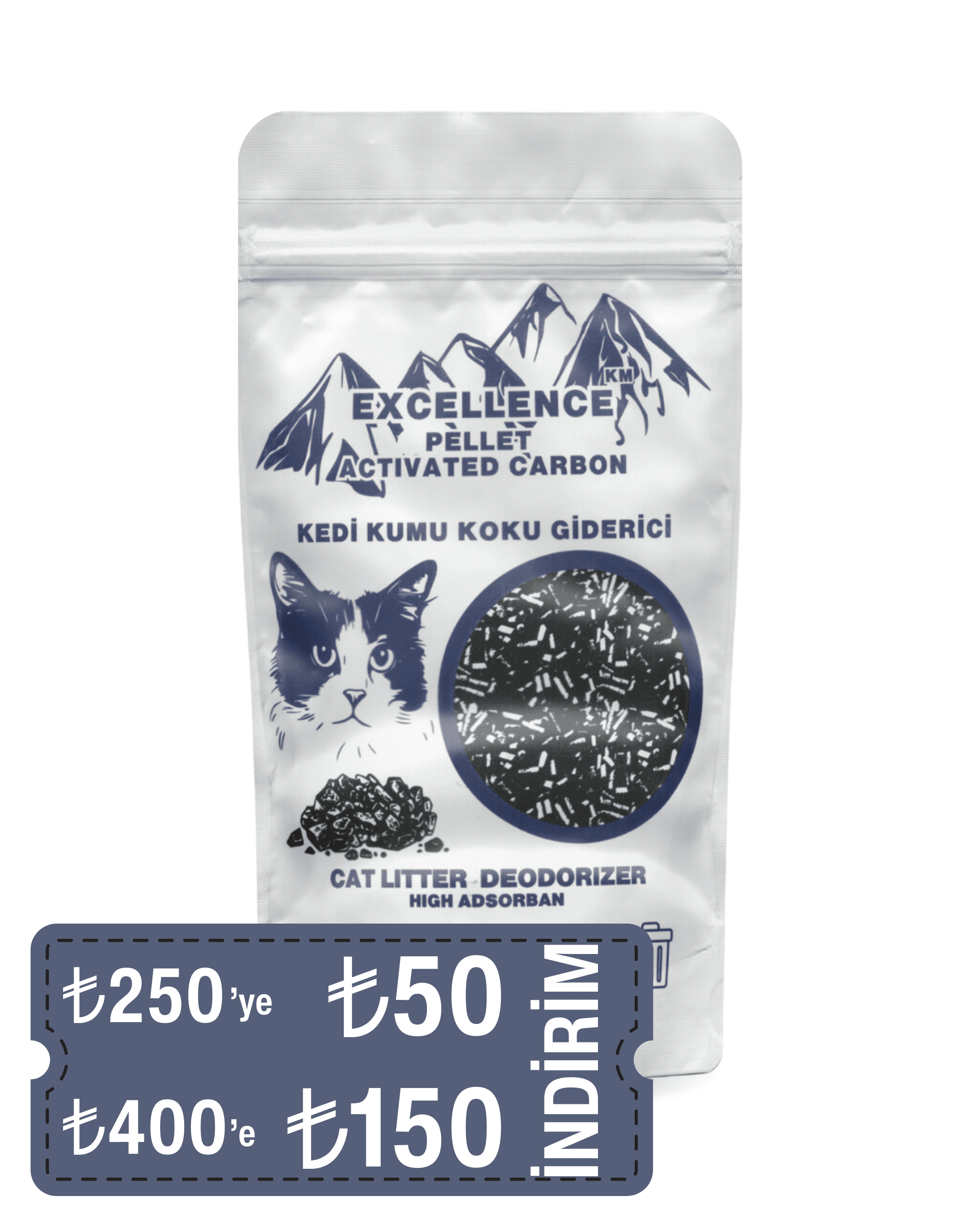 Kedi Kumu Koku Giderici Excellence KM Pellet Activated Carbon 230 gr Kömür Bazlı Pellet Aktif Karbon