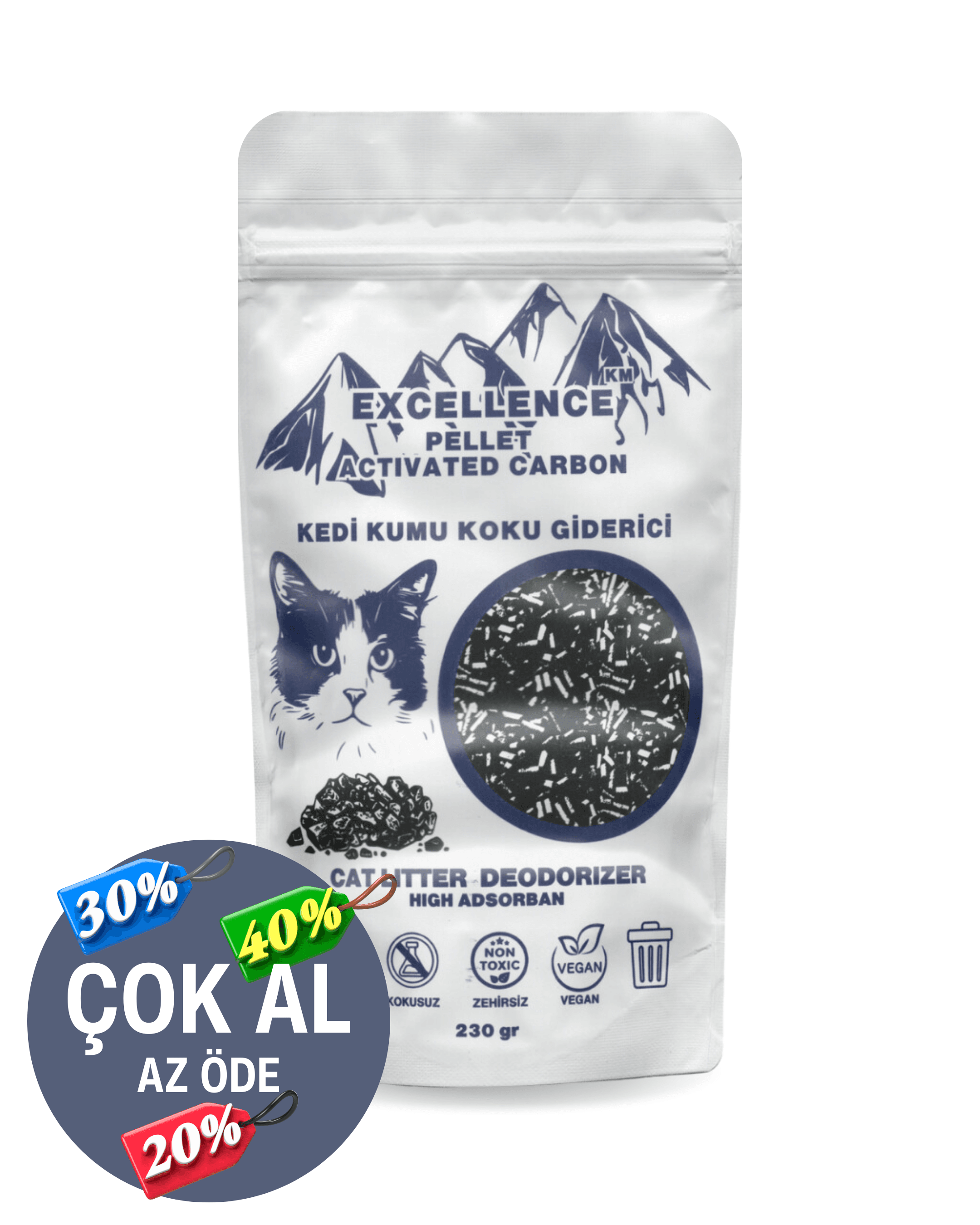 Kedi Kumu Koku Giderici Excellence KM Pellet Activated Carbon 230 gr Kömür Bazlı Pellet Aktif Karbon