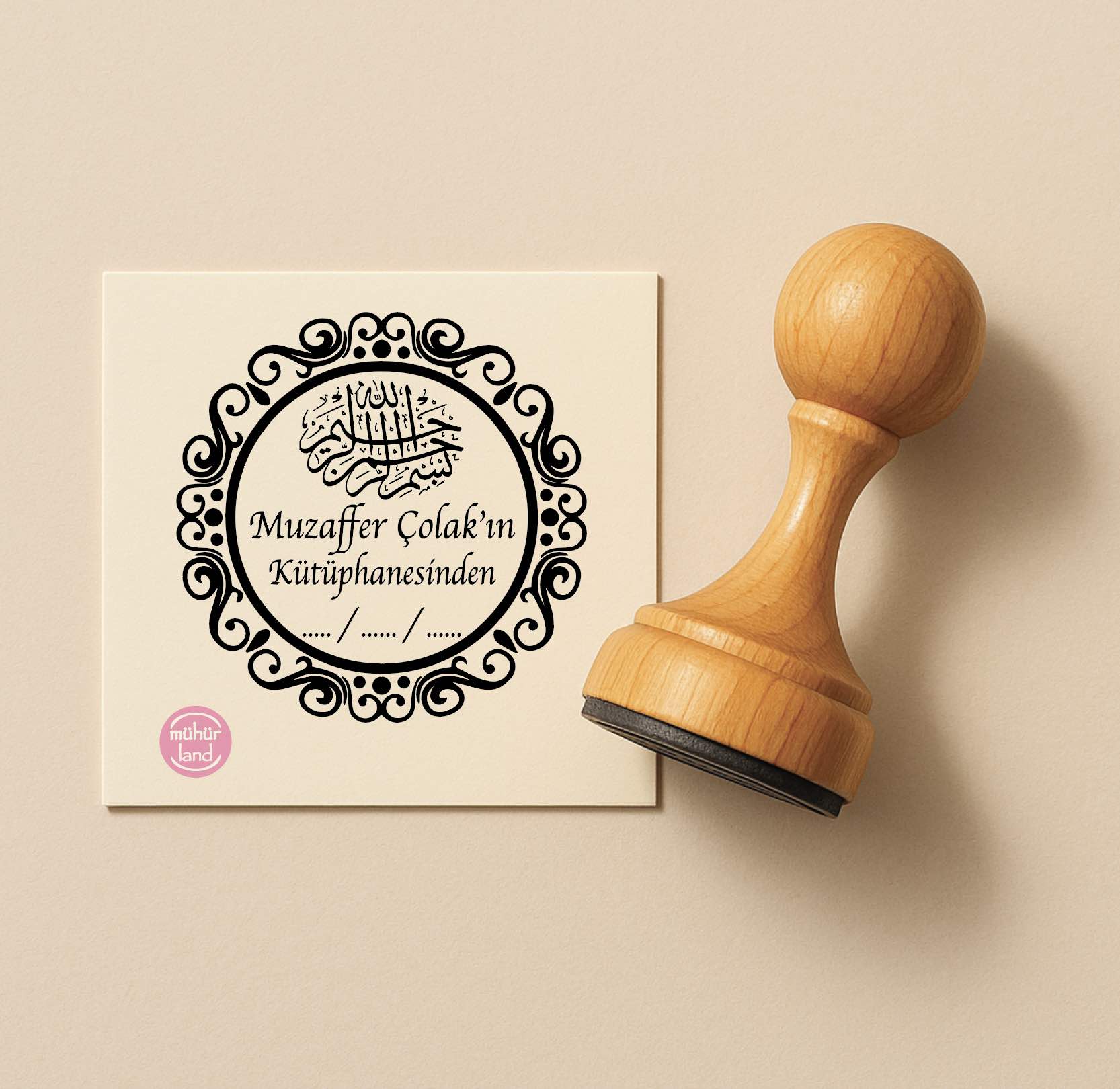 Osmanlıca Hat Motifli Kitap Mührü (TAS04)