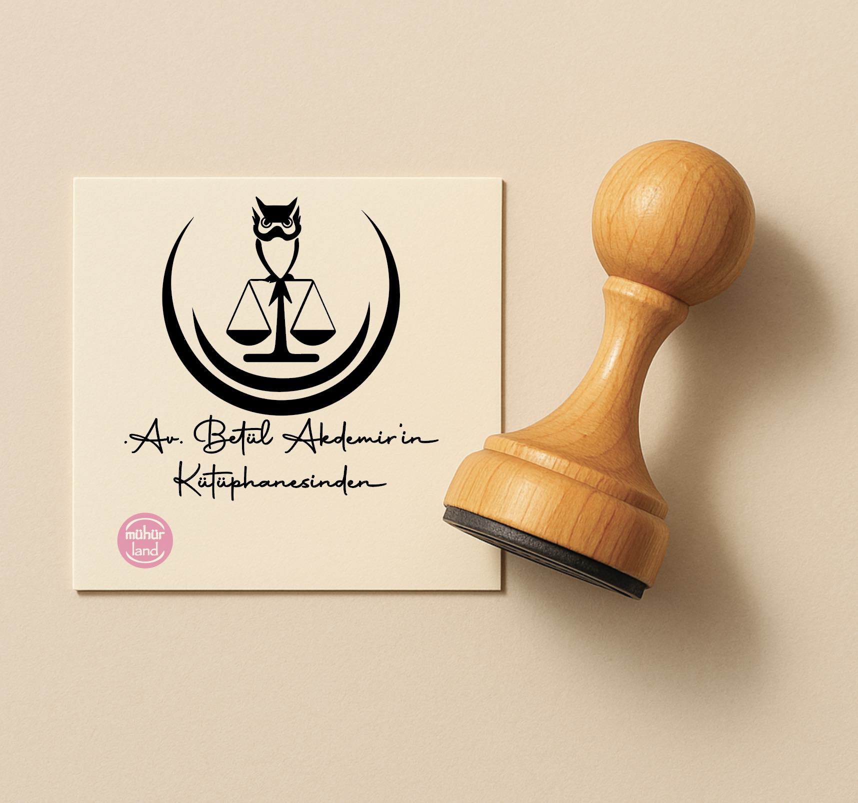 Baykuş Figürlü Avukat Ex Libris – Kitap Mührü (AVX01)