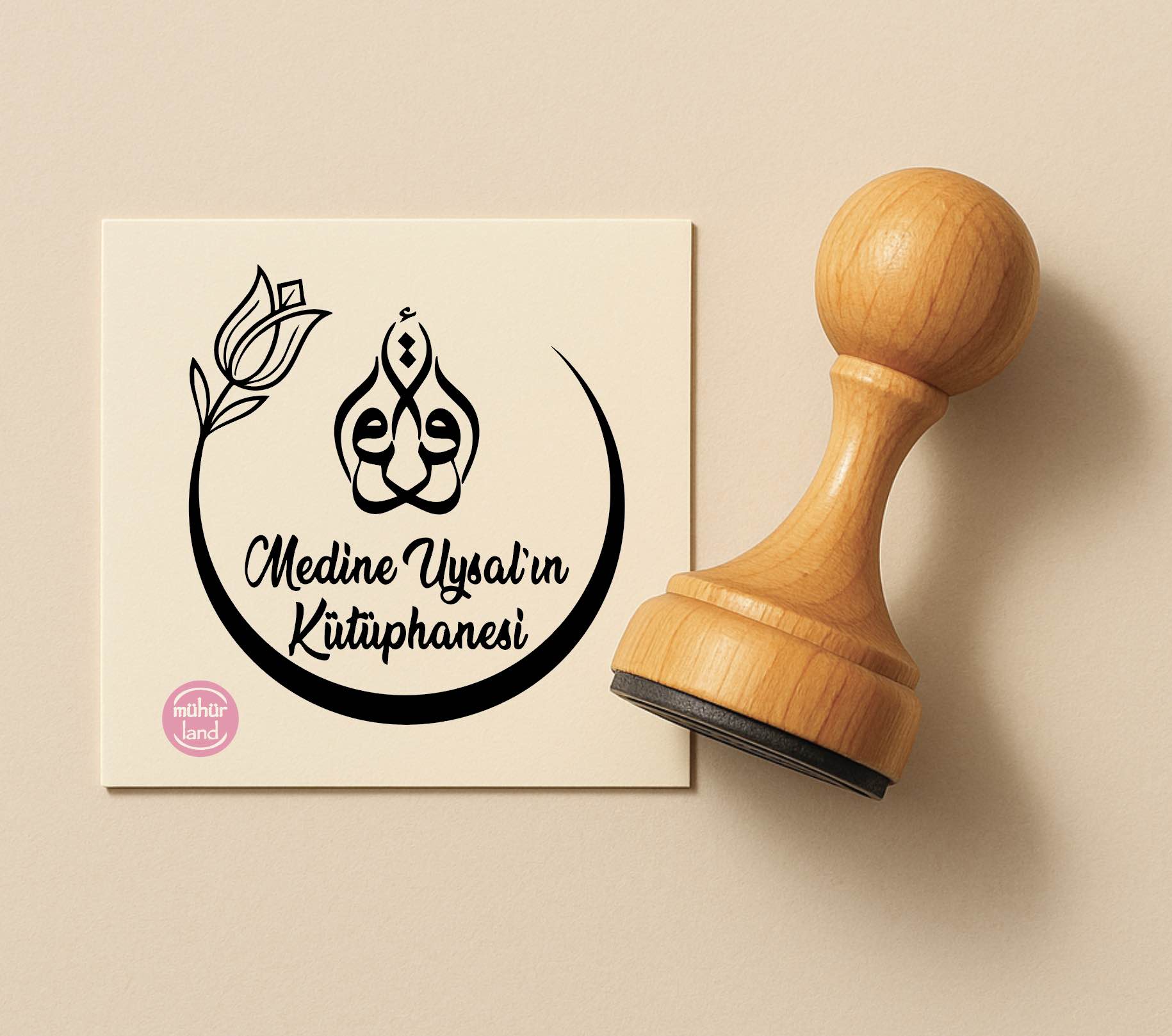 Lale ve Elif-Vav Kitap Mührü (Hat Sanatı Temalı)