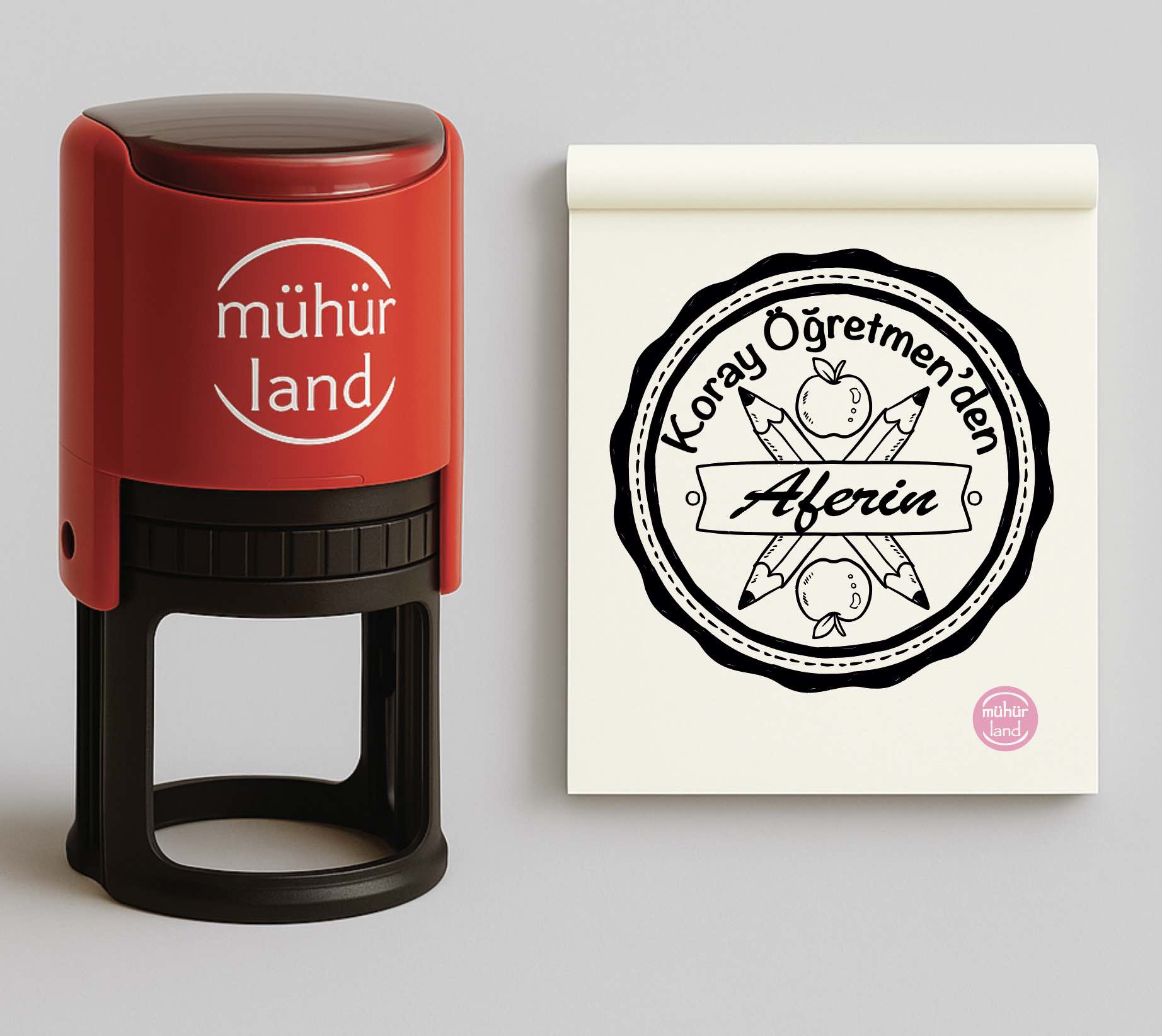 Kalpli Yıldızlı Aferin Öğretmen Kaşesi [SIN36]