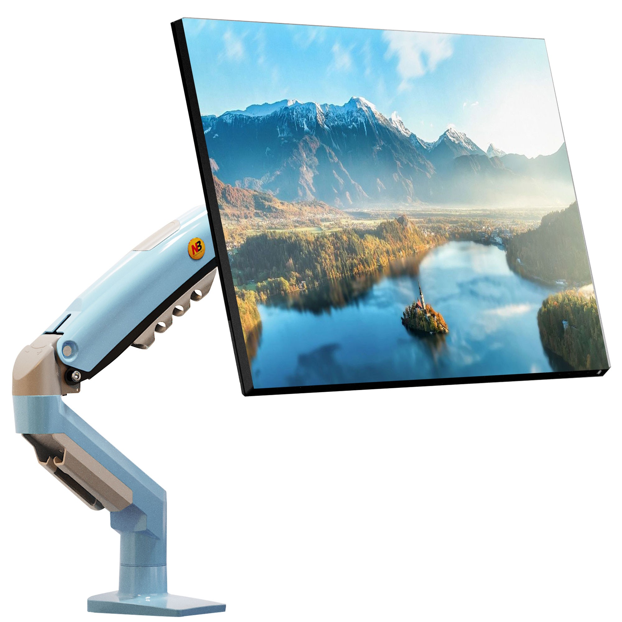 North Bayou NB F80 (2025 Yeni Model) Amortisörlü Tekli Monitör Standı Bulut Mavisi (17-32 İNÇ)-(2-9 KG)