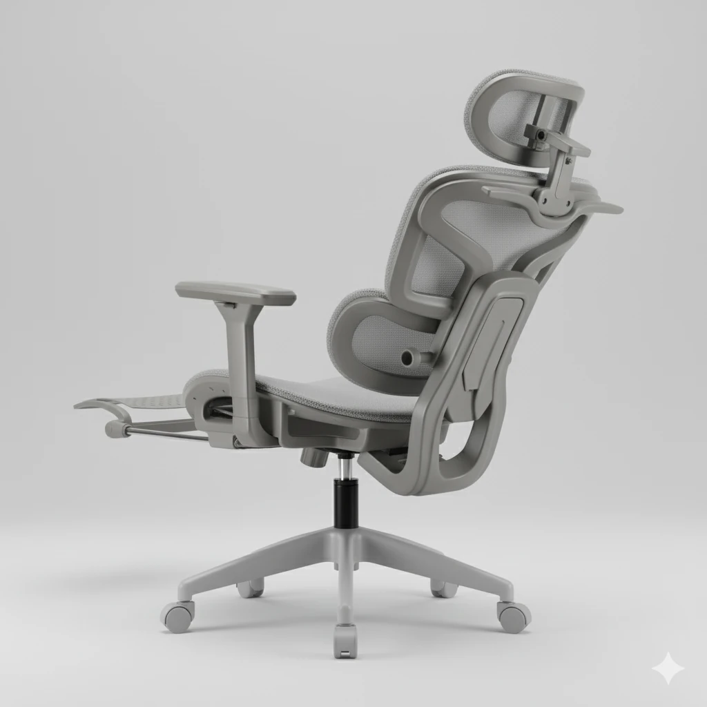 X200 Pro Fileli Ofis ve Çalışma Sandalyesi Ayak Uzatmalı Gri