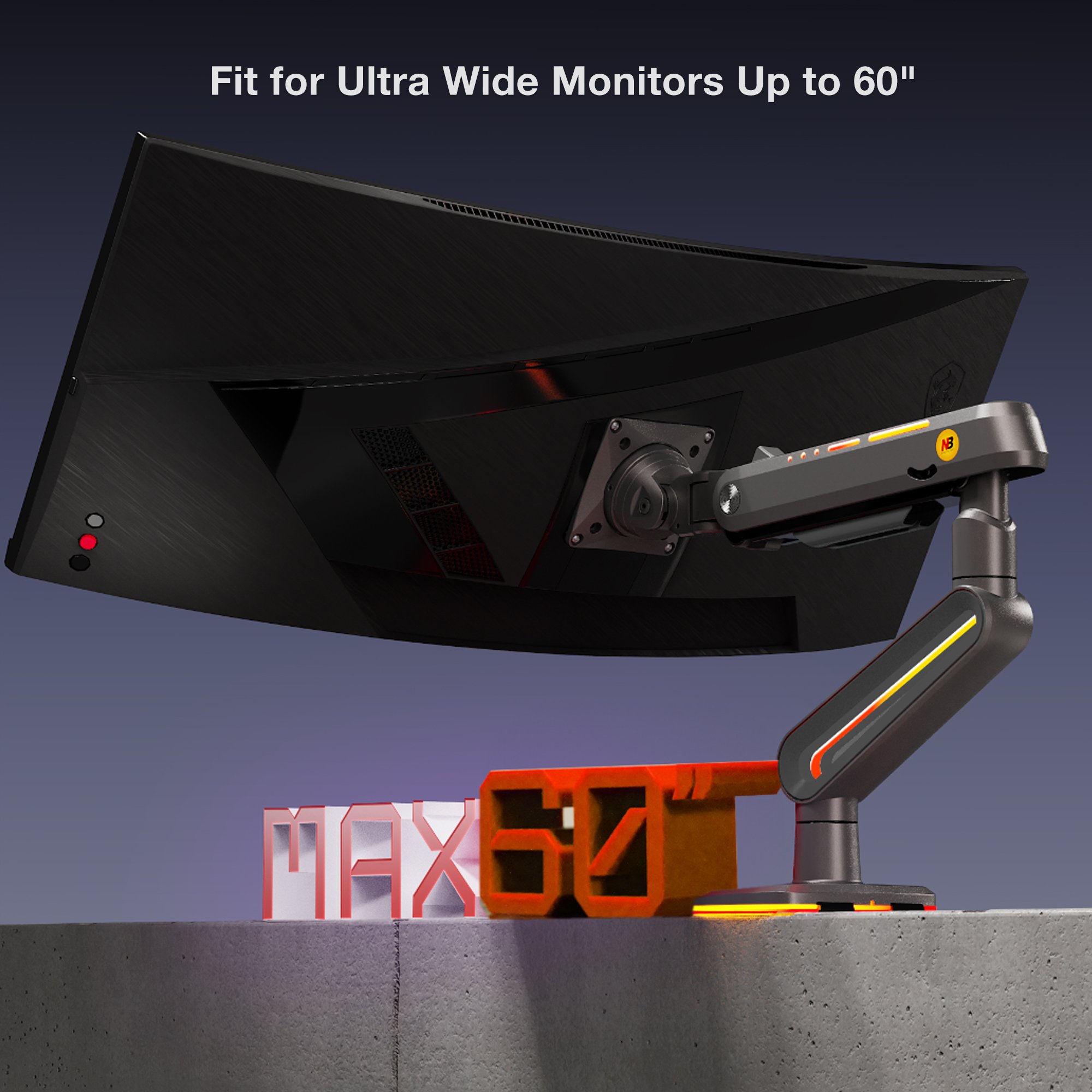 North Bayou NB F6 (2025 Yeni Model) Gaming RGB Monitör Standı (17-60 İnç)-(2-20 Kilo)