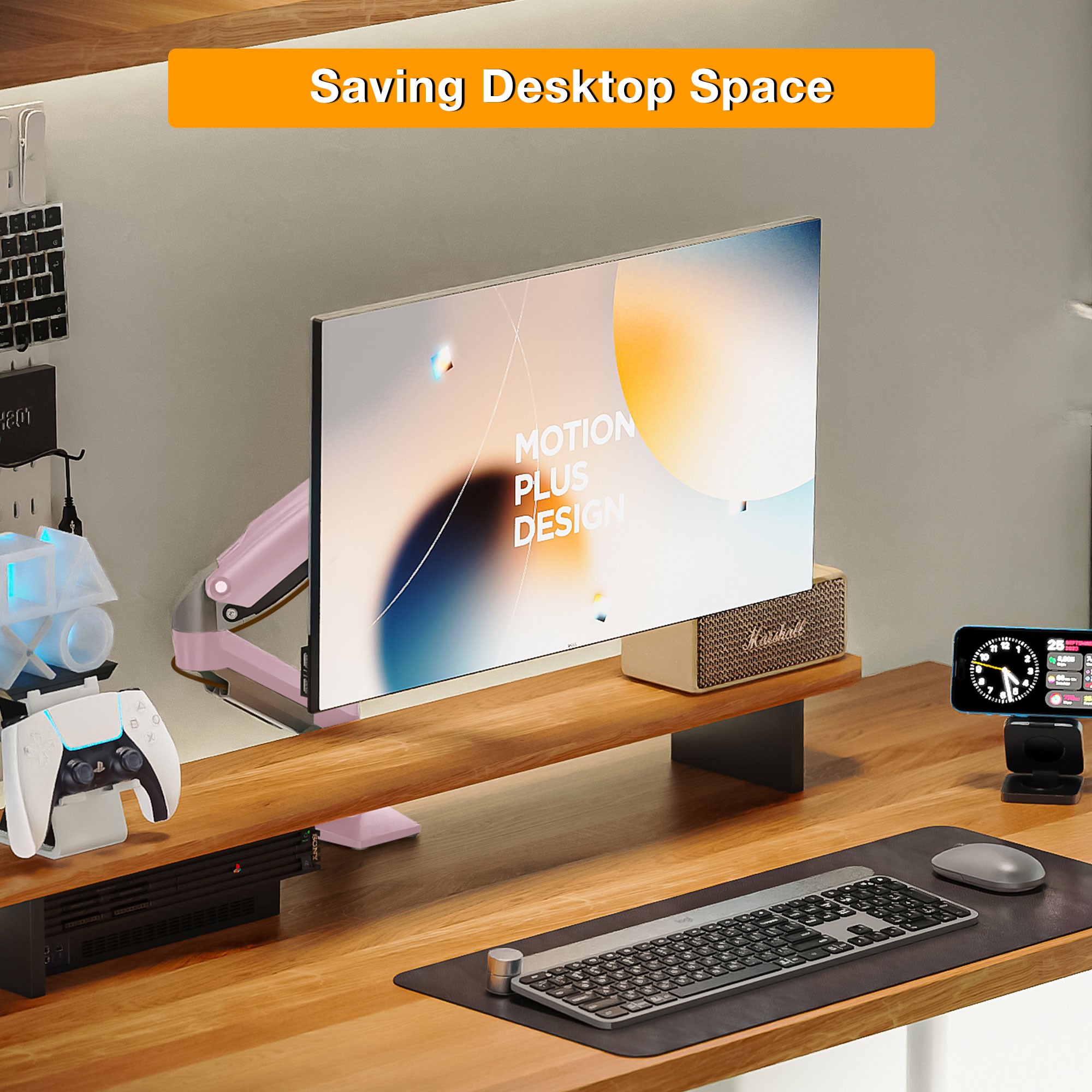 North Bayou NB F80 (2025 Yeni Model) Amortisörlü Tekli Monitör Standı Pembe (17-32 İNÇ)-(2-9 KG)