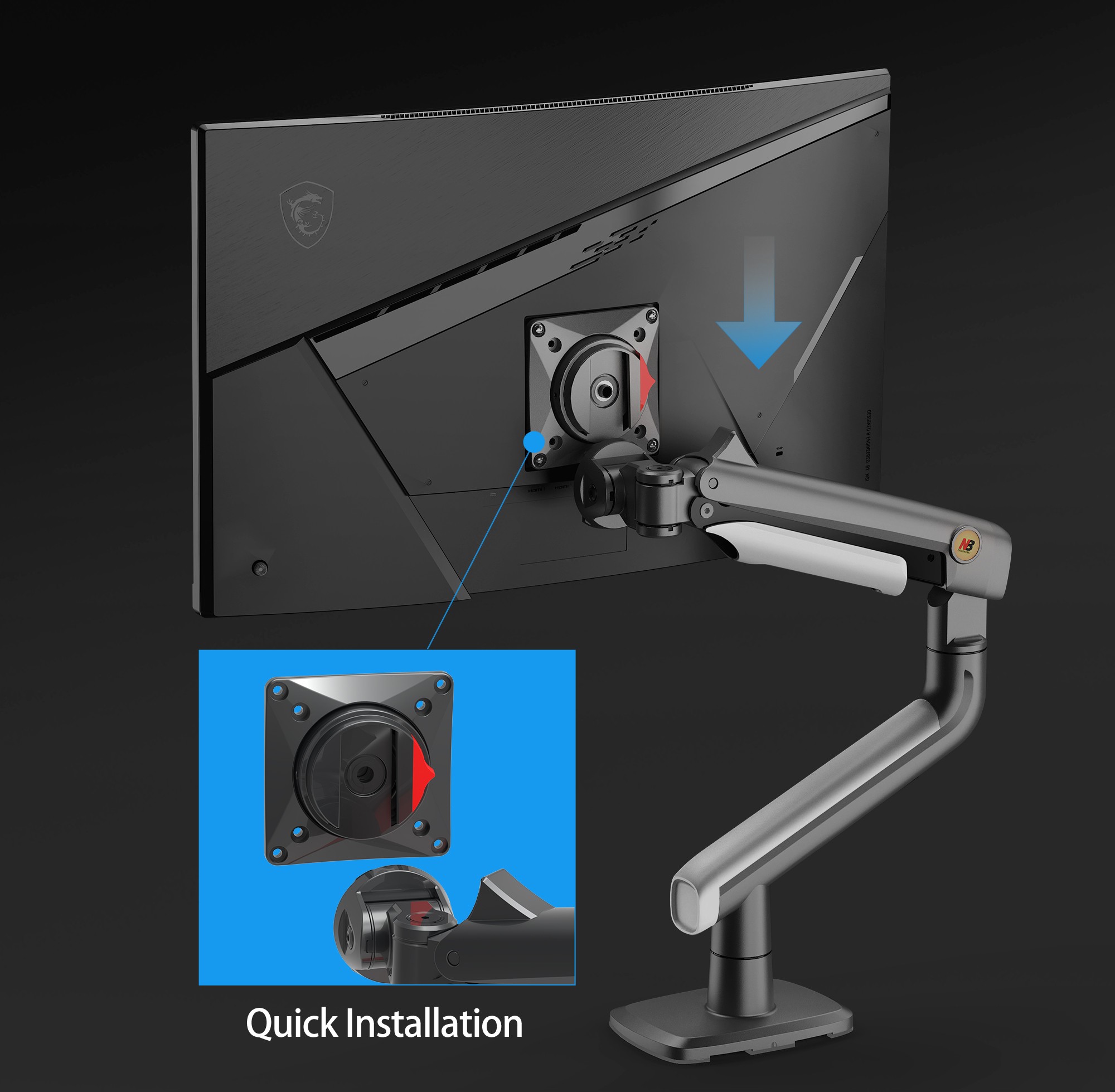 North Bayou NB A5 (2025 Yeni Model) Gaming Monitör Standı (17-50 İnç)-(2-18 Kilo)