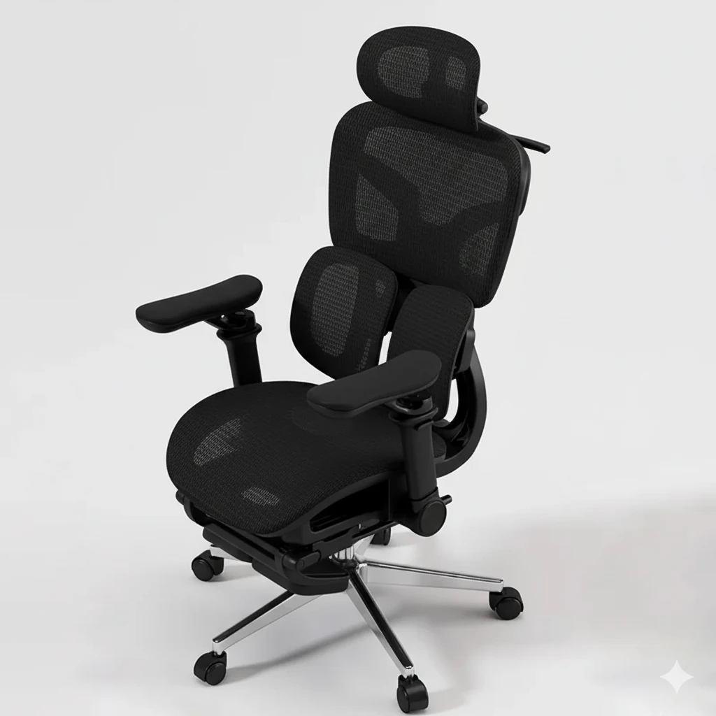 X300 Ergo Fileli Ofis ve Çalışma Sandalyesi Ayak Uzatmalı Siyah