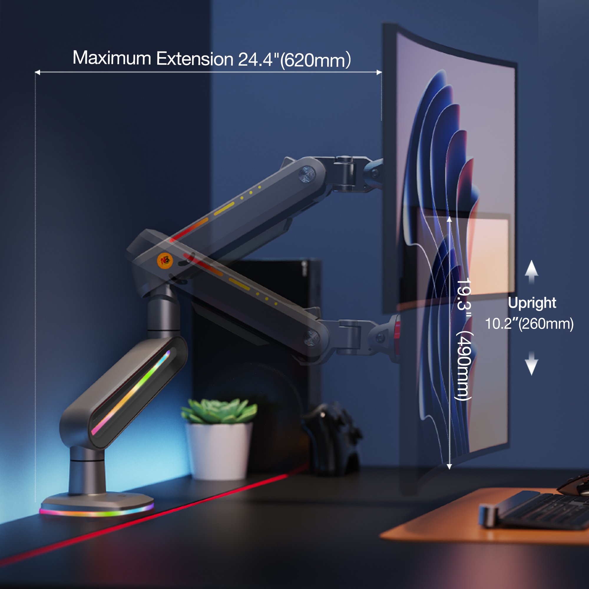 North Bayou NB F6 (2025 Yeni Model) Gaming RGB Monitör Standı (17-60 İnç)-(2-20 Kilo)