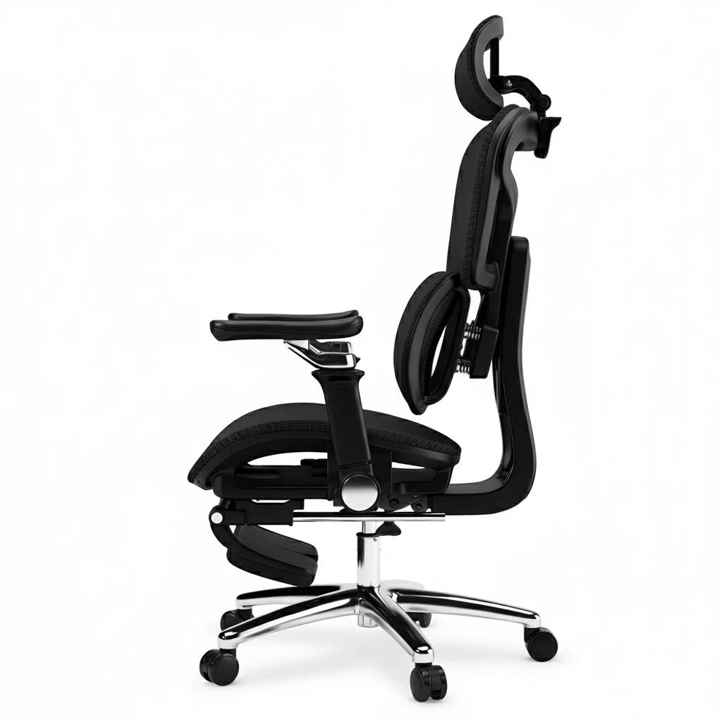 X300 Ergo Fileli Ofis ve Çalışma Sandalyesi Ayak Uzatmalı Siyah