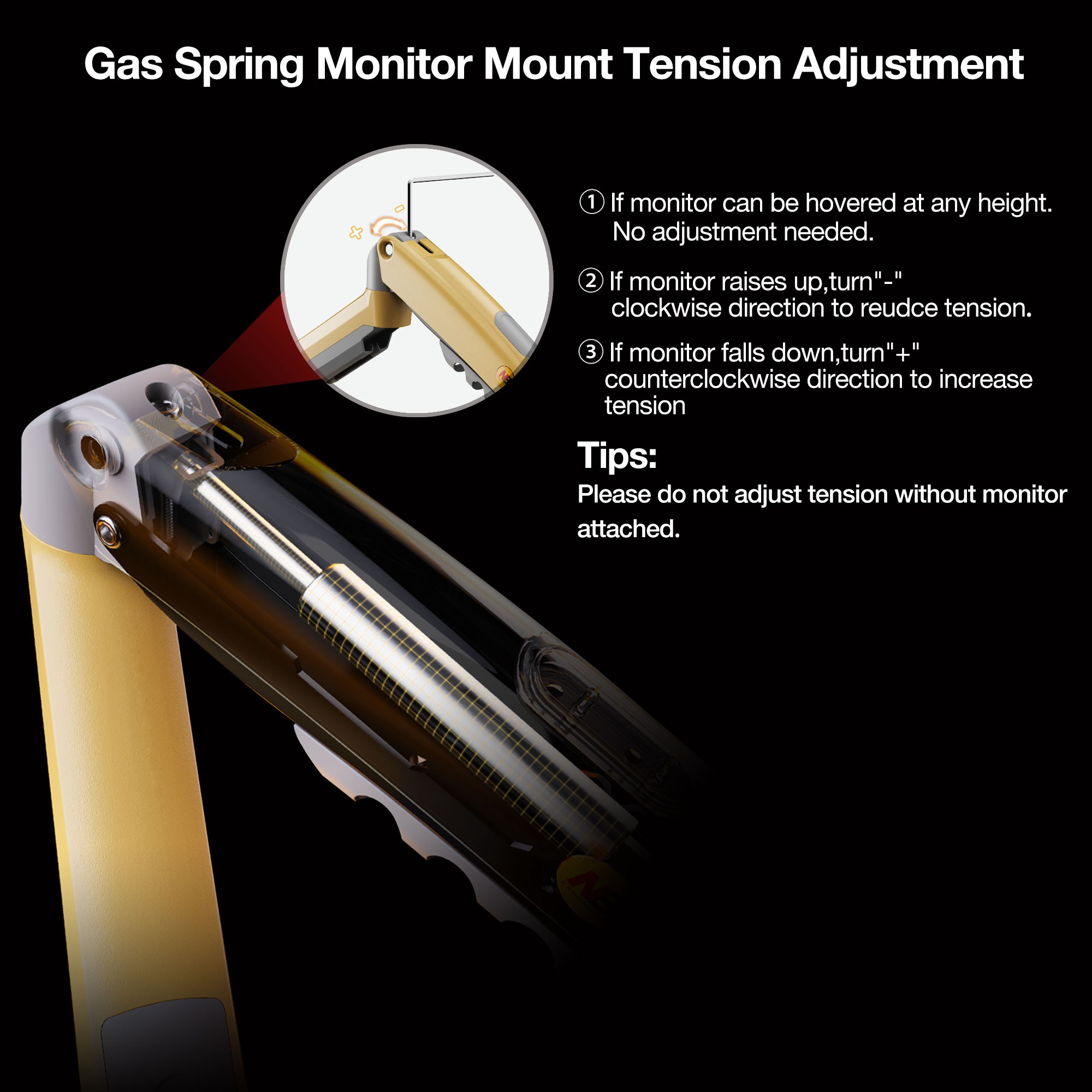 North Bayou NB F80 (2025 Yeni Model) Amortisörlü Tekli Monitör Standı Sarı (17-32 İNÇ)-(2-9 KG)