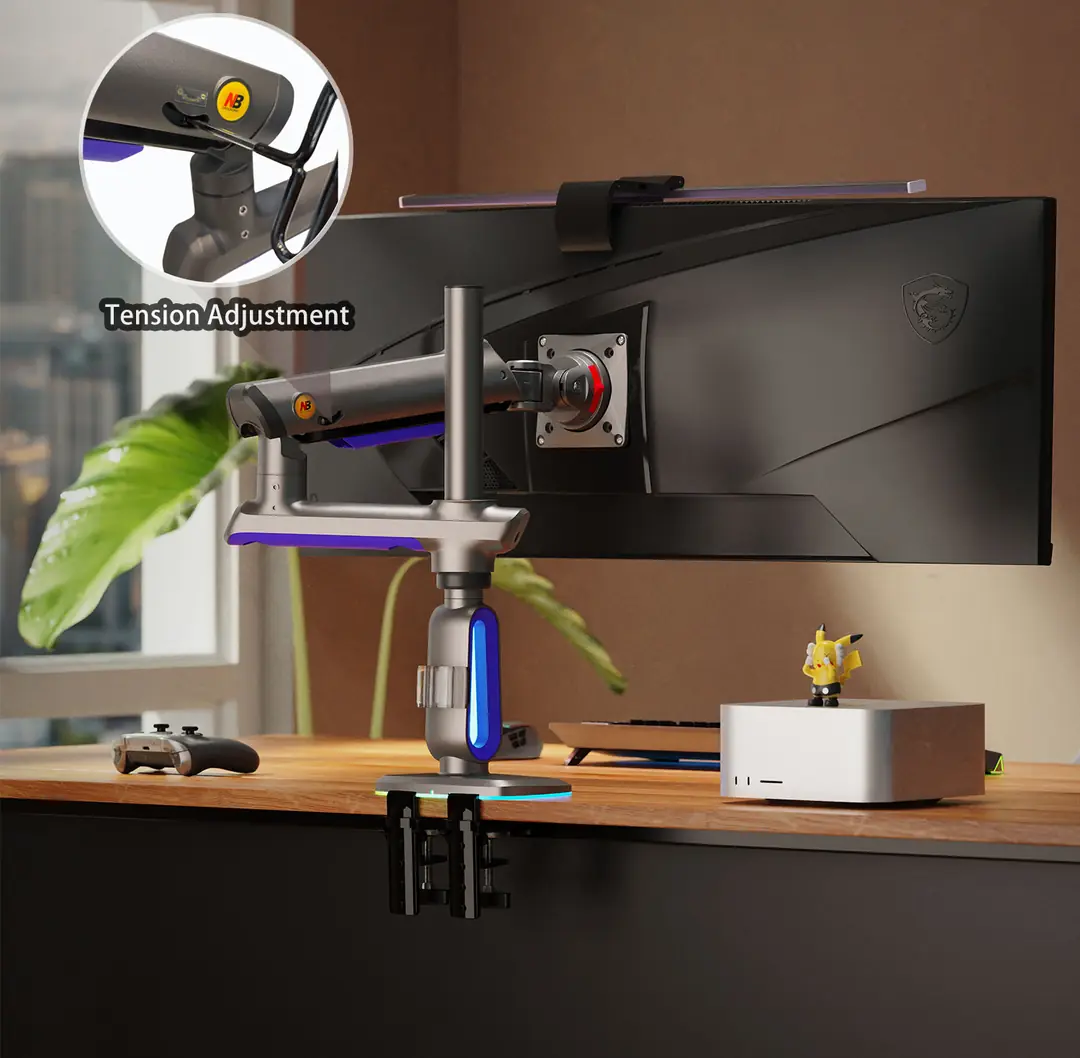 Monitorarm Für Gaming-Bildschirme 27–50 Zoll – Bis 18 Kg, VESA 75/100, Höhenverstellbar