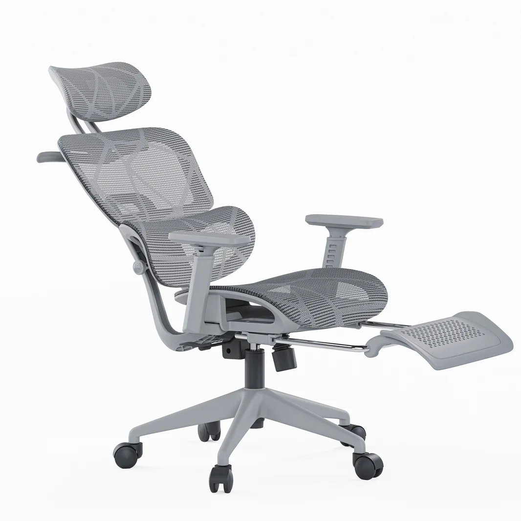 X200 Pro Fileli Ofis ve Çalışma Sandalyesi Ayak Uzatmalı Gri