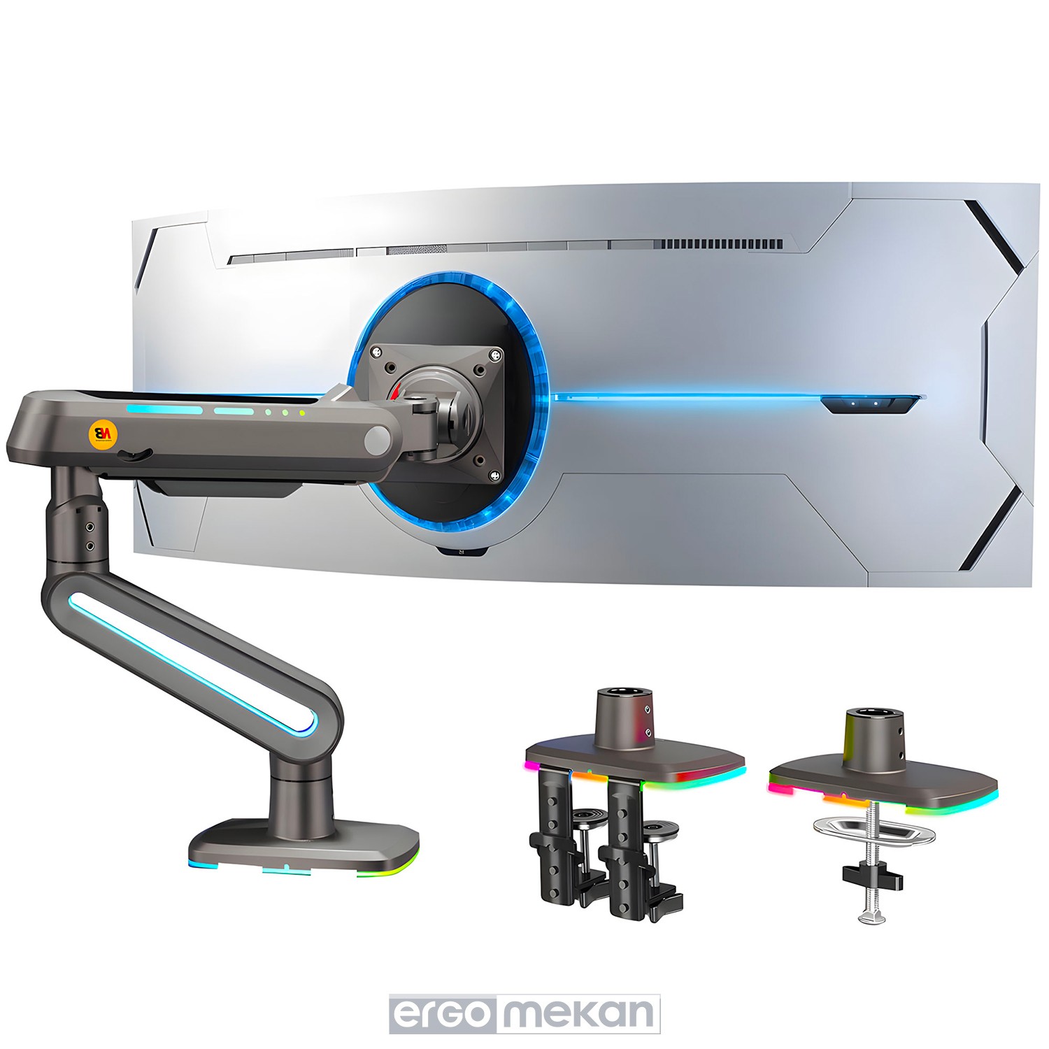 North Bayou NB F6 (2025 Yeni Model) Gaming RGB Monitör Standı (17-60 İnç)-(2-20 Kilo)