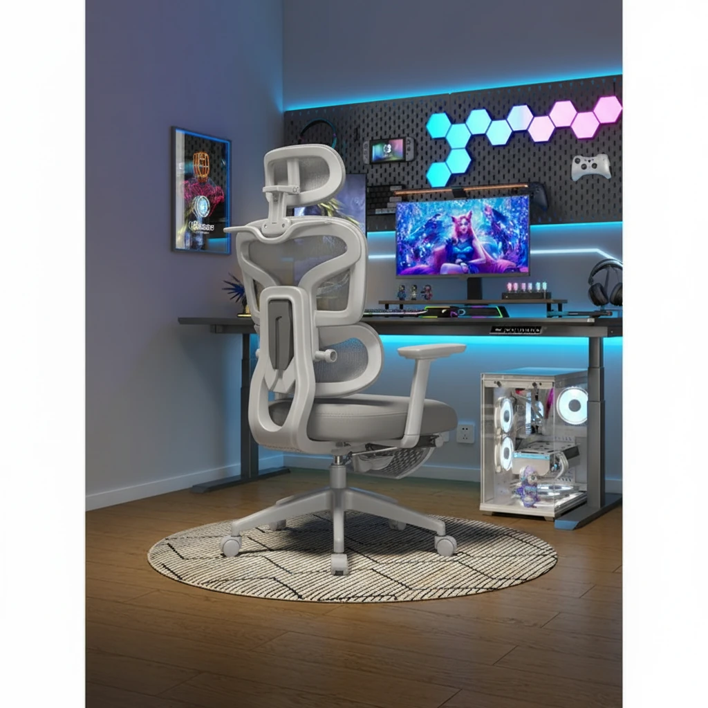 X200 Pro Fileli Ofis ve Çalışma Sandalyesi Ayak Uzatmalı Gri