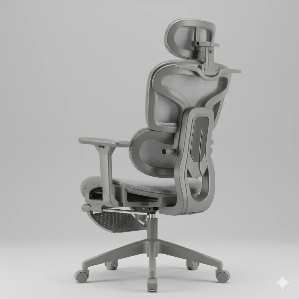 X200 Pro Fileli Ofis ve Çalışma Sandalyesi Ayak Uzatmalı Gri