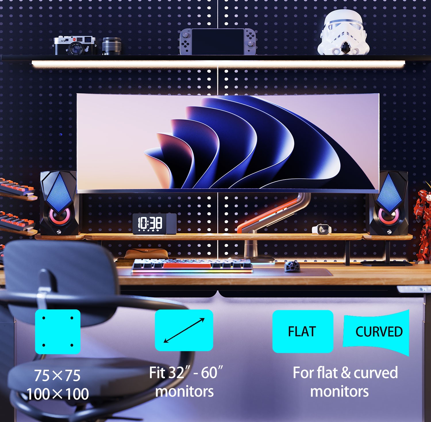 North Bayou NB L50 (2025 Yeni Model) Gaming RGB Monitör Standı (17-60 İnç)-(2-20 Kilo)
