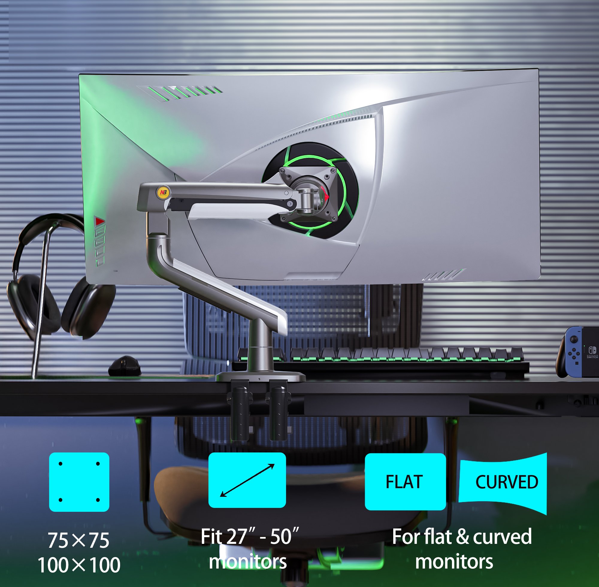 North Bayou NB A5 (2025 Yeni Model) Gaming Monitör Standı (17-50 İnç)-(2-18 Kilo)