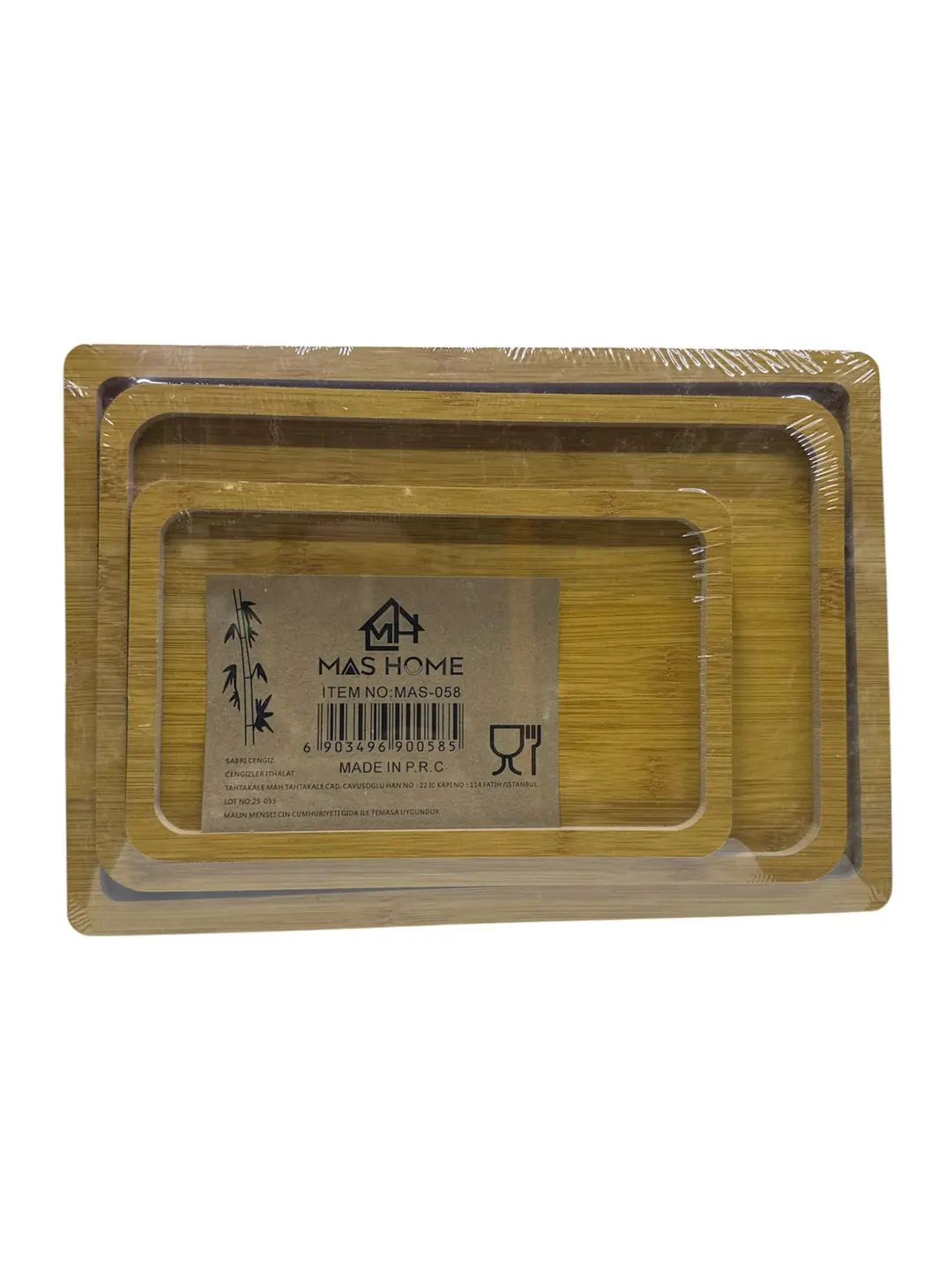 Mas Home 3'lü Bambu Sunum Tepsisi Seti MAS-058 - Ahşap Dikdörtgen