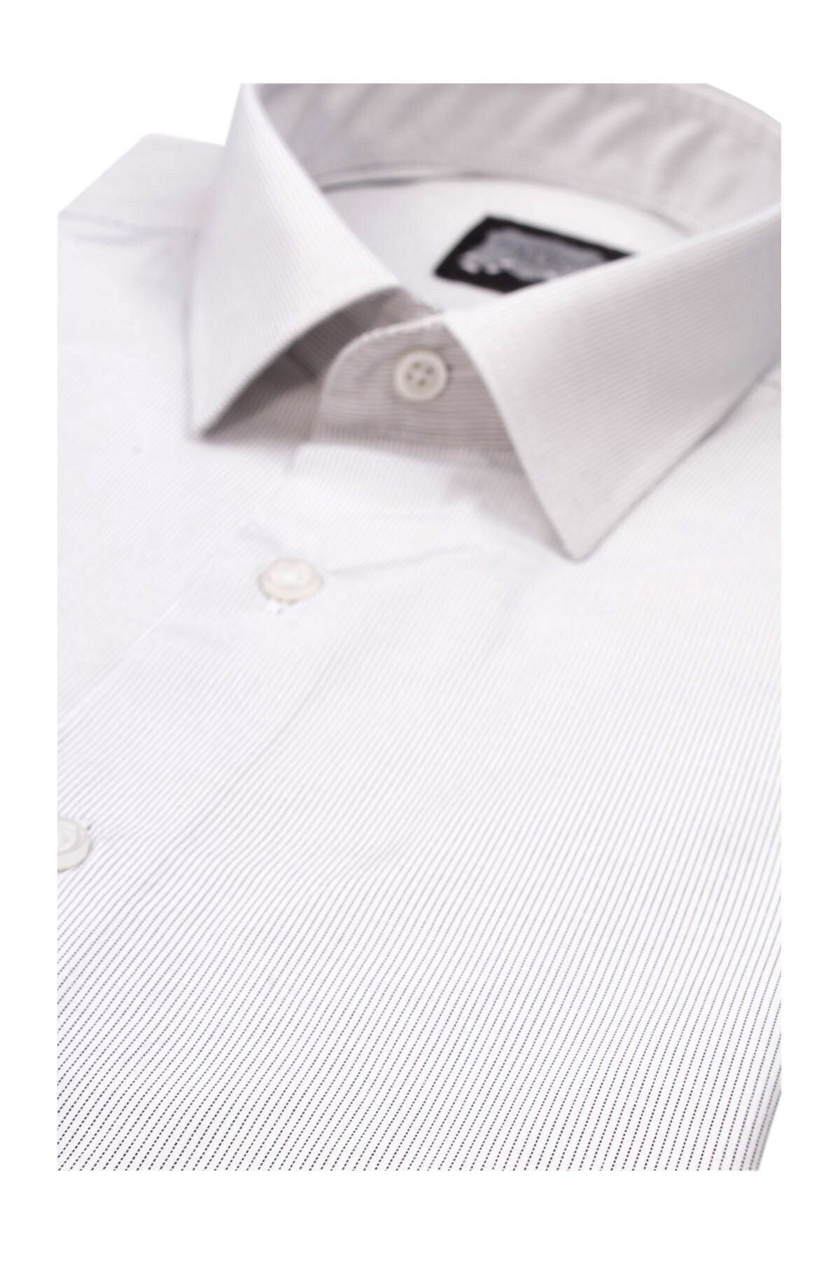 Erkek  Beyaz Slim Fit Armürlü Gömlek