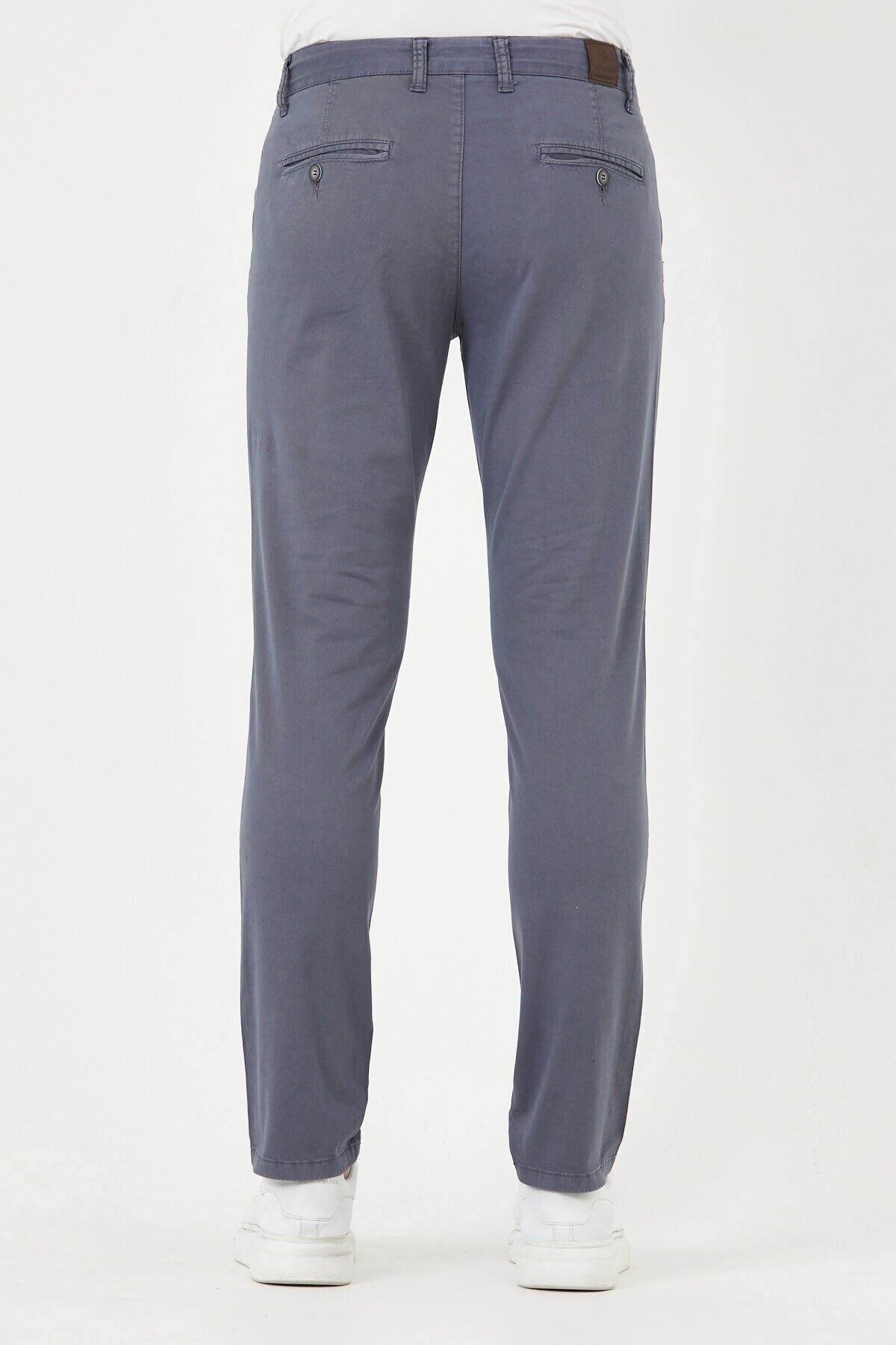 Füme Gabardin Chıno Yan Cepli Keten Regular Fit Pantolon