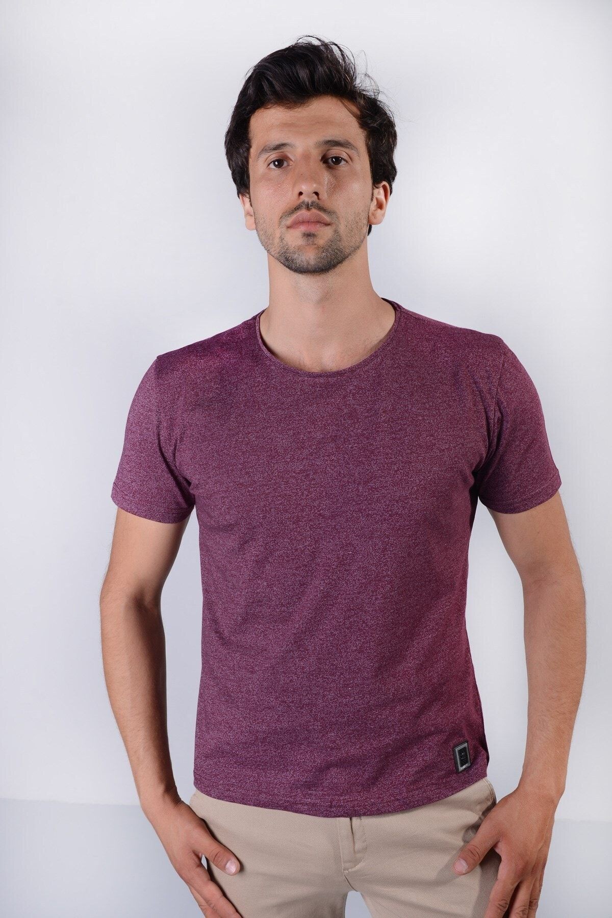 Erkek Bordo Basic Model Tişört