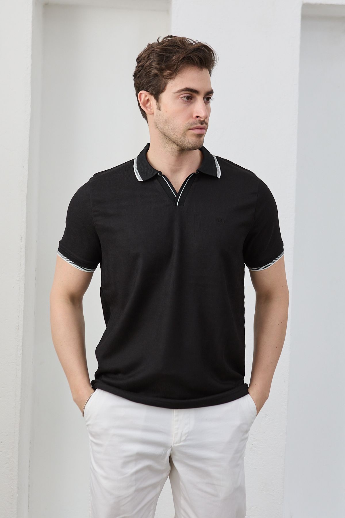 Erkek Çekmeyen Pamuklu Kumaş Slim Fit Dar Kesim Polo Yaka Tişört