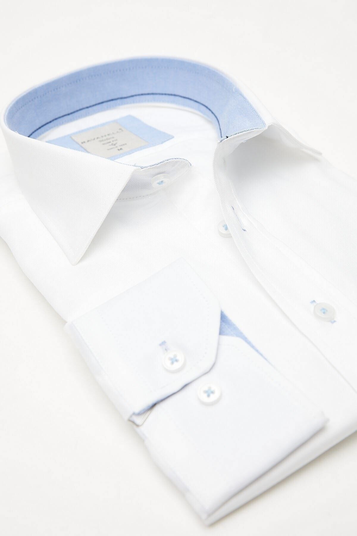 Beyaz Pamuklu Slim Fit Uzun Kol Gömlek