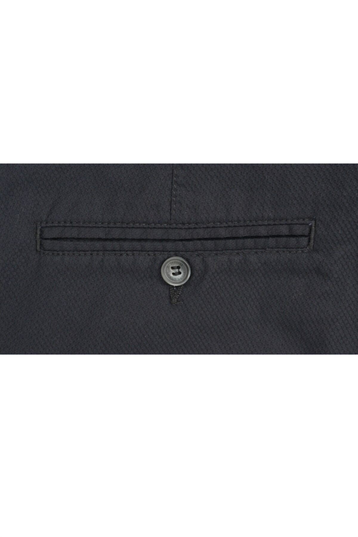 Erkek Lacivert Regular Fit Armürlü Pantolon
